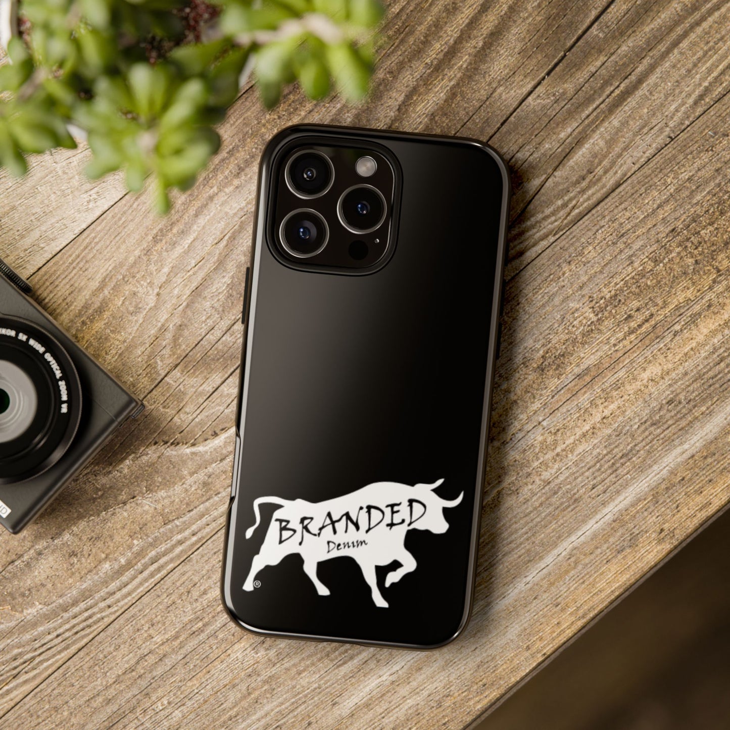 Black Branded Denim Logo IPhone, Samsung, Google Tough Cases