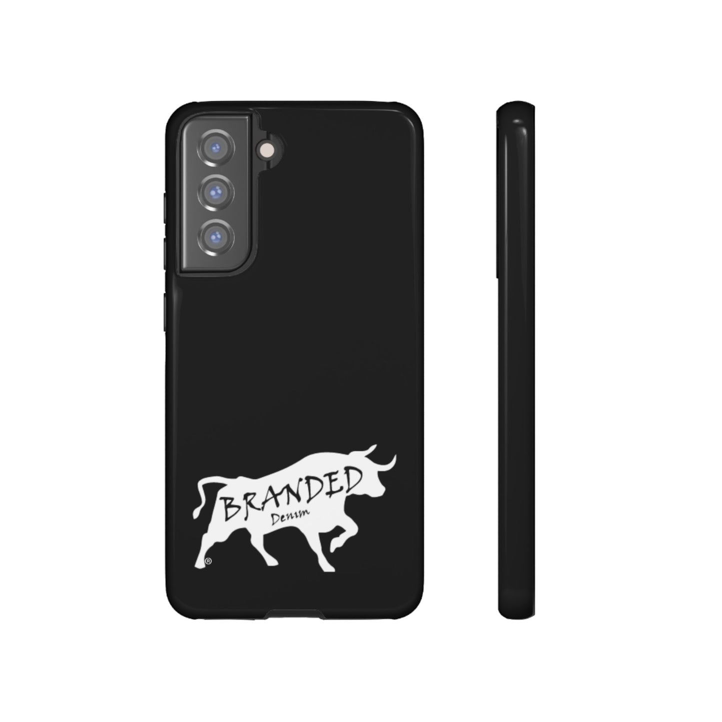 Black Branded Denim Logo IPhone, Samsung, Google Tough Cases