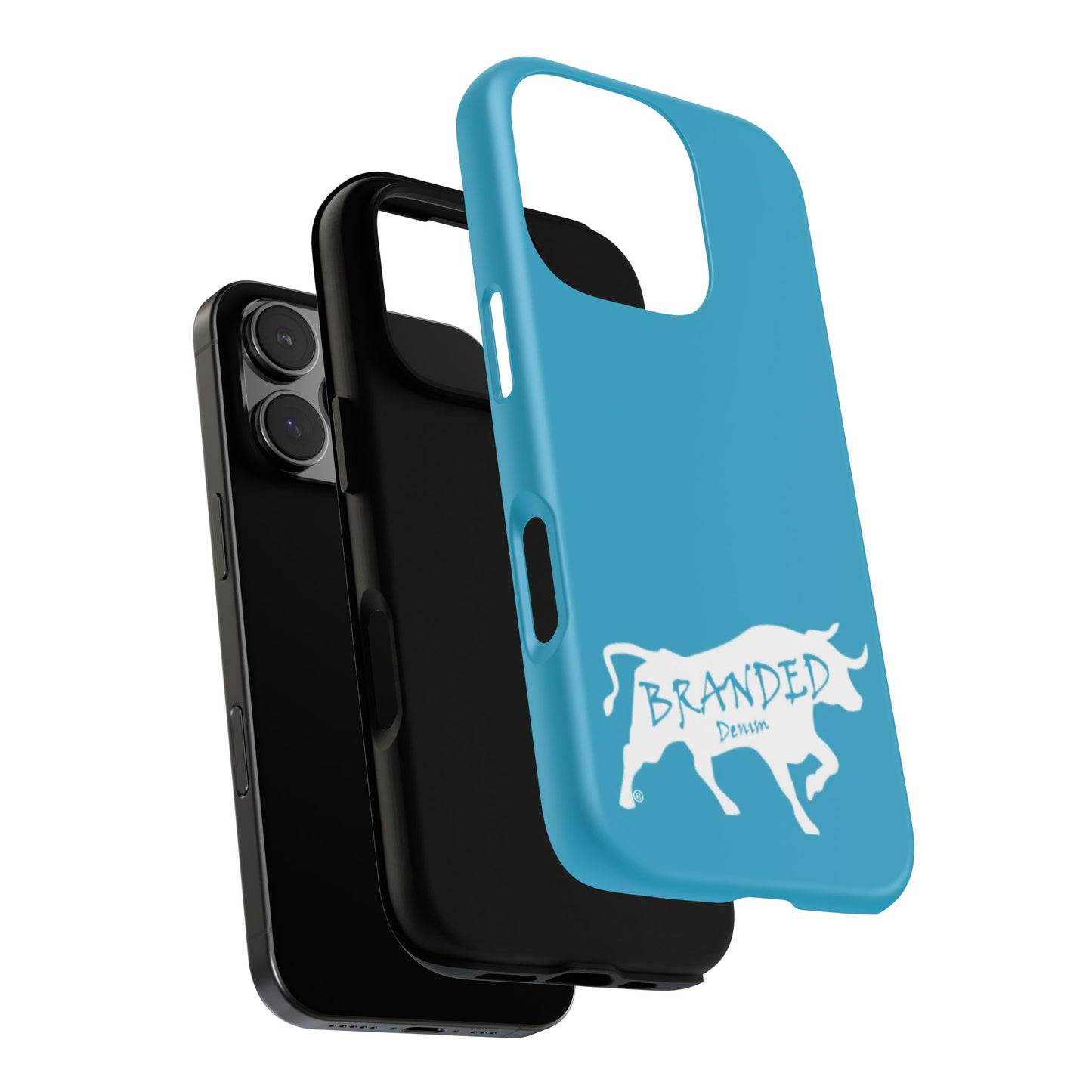 Turquoise Branded Denim Logo IPhone, Samsung, Google Tough Cases