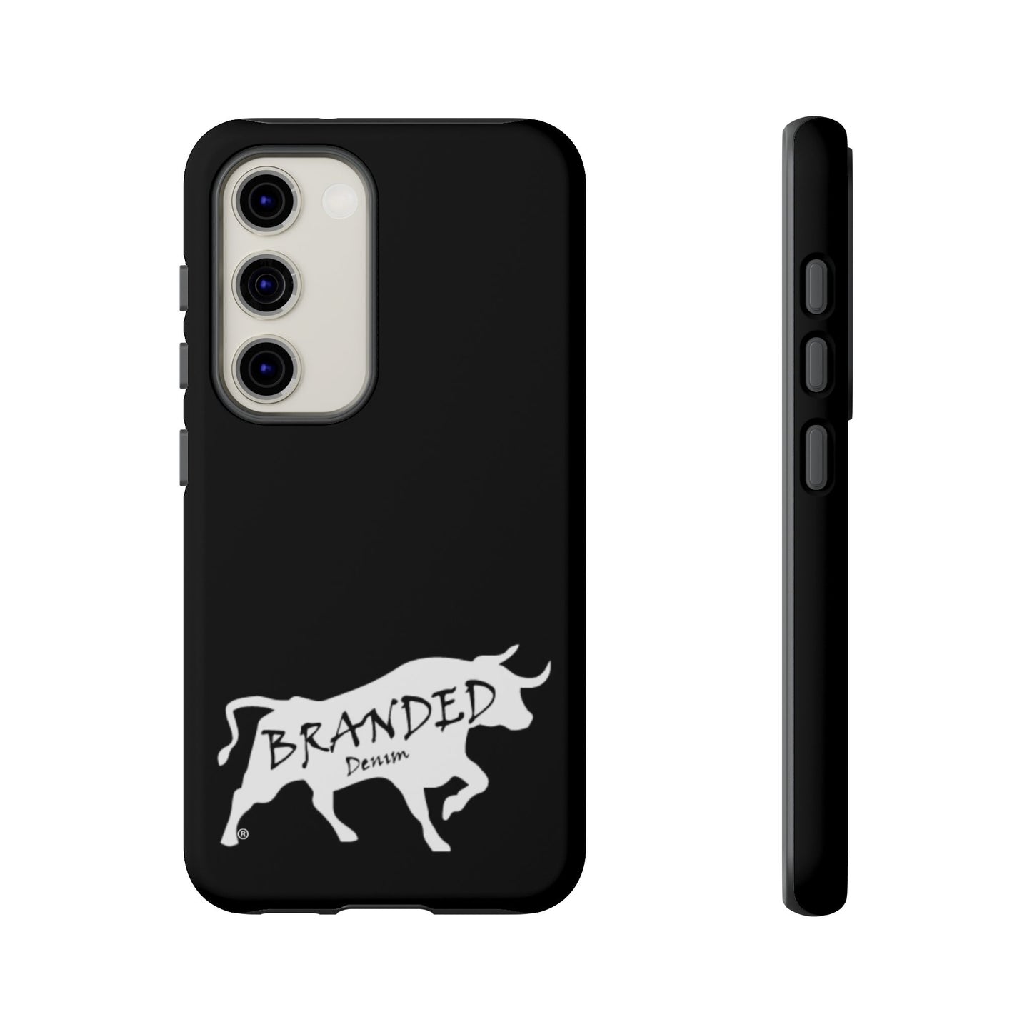 Black Branded Denim Logo IPhone, Samsung, Google Tough Cases