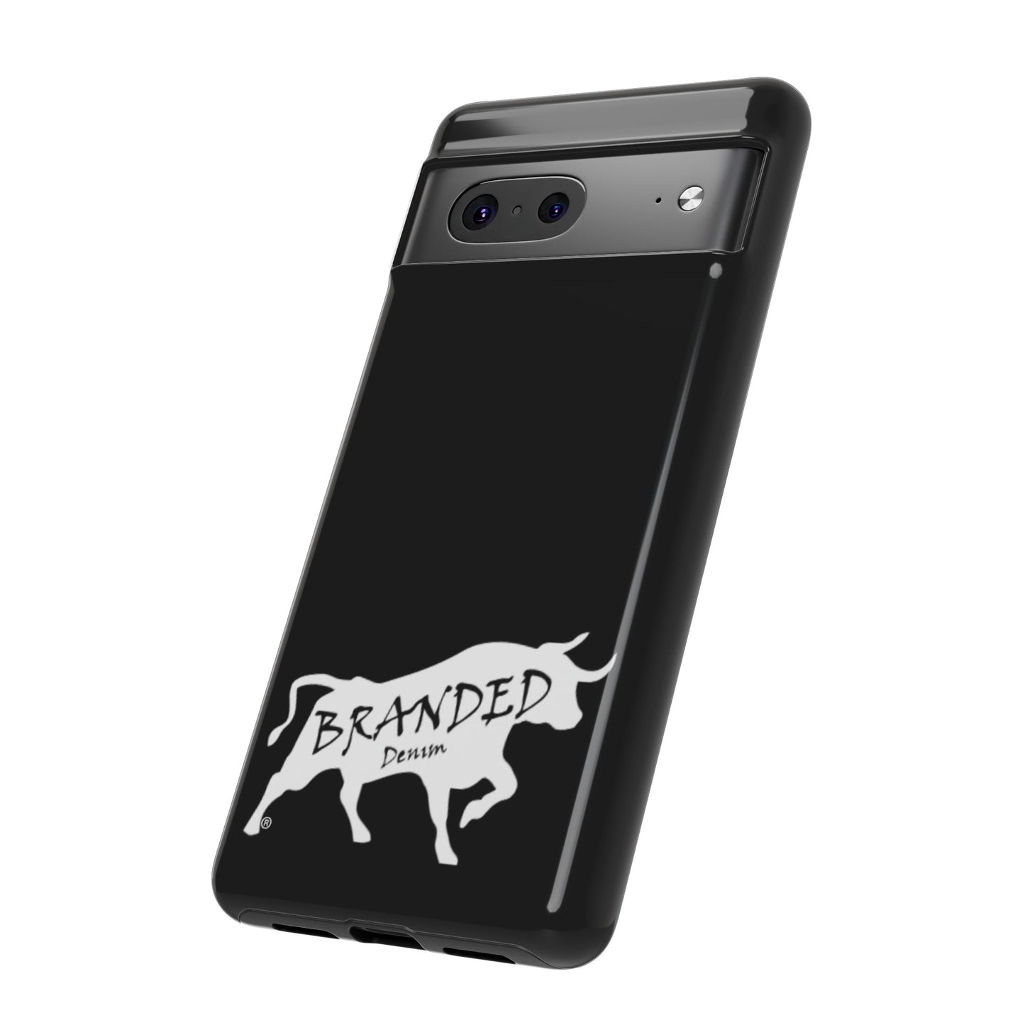 Black Branded Denim Logo IPhone, Samsung, Google Tough Cases