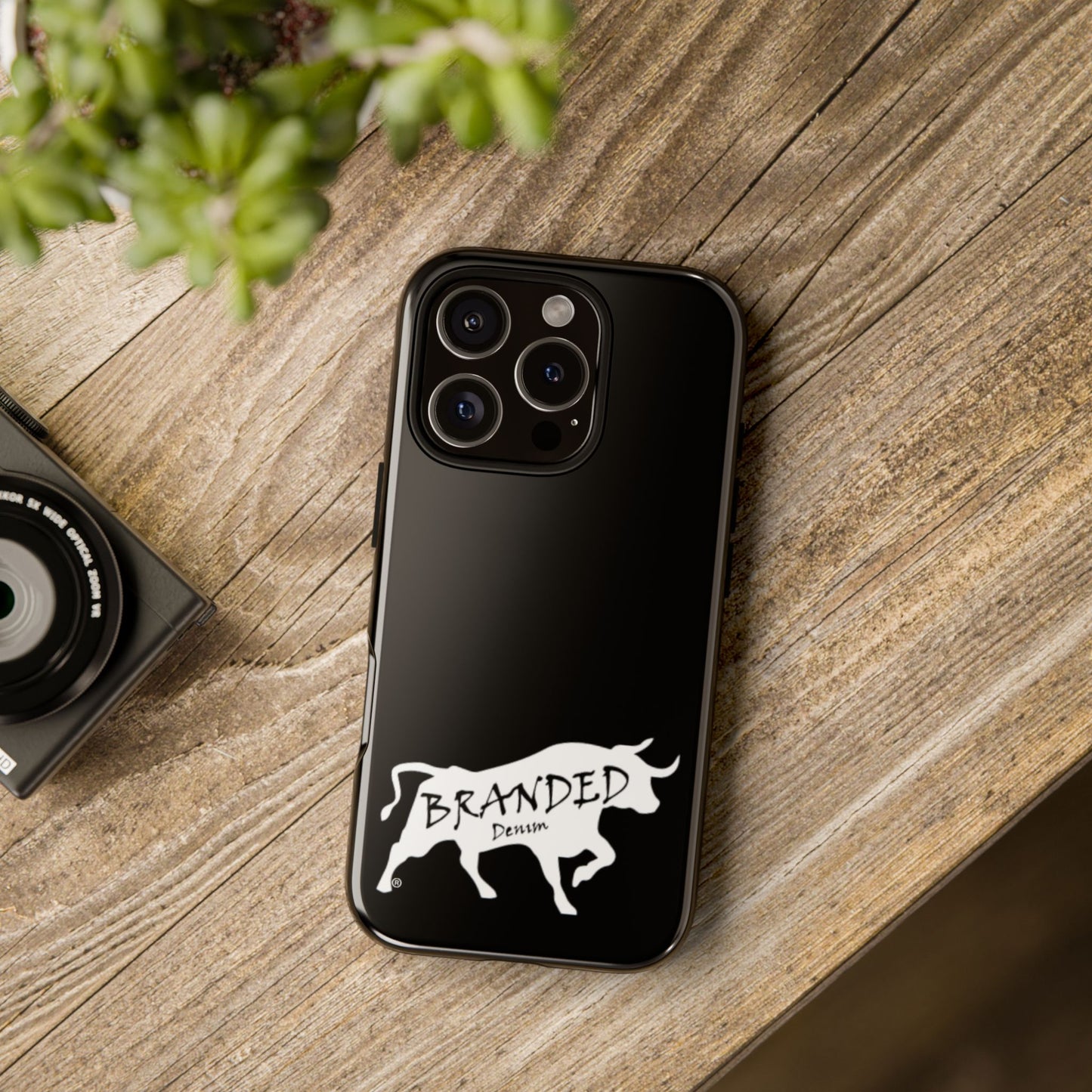 Black Branded Denim Logo IPhone, Samsung, Google Tough Cases