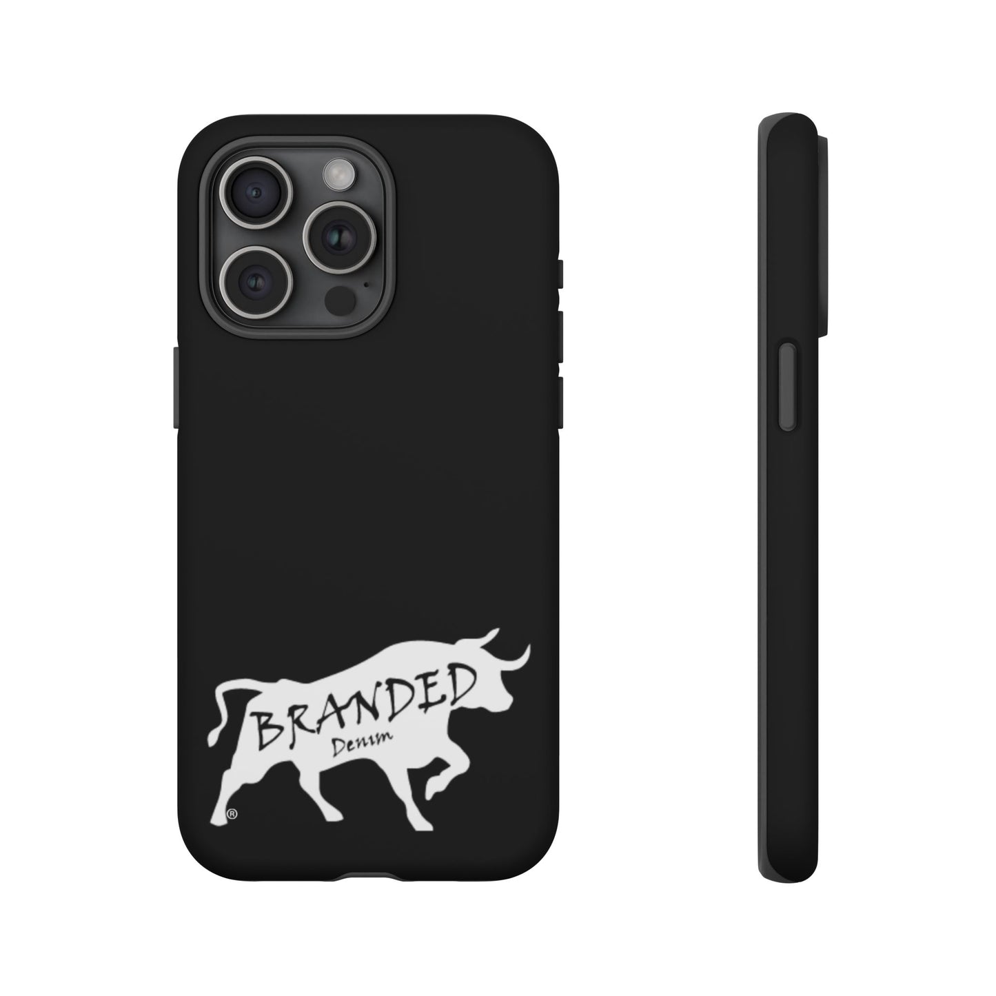 Black Branded Denim Logo IPhone, Samsung, Google Tough Cases