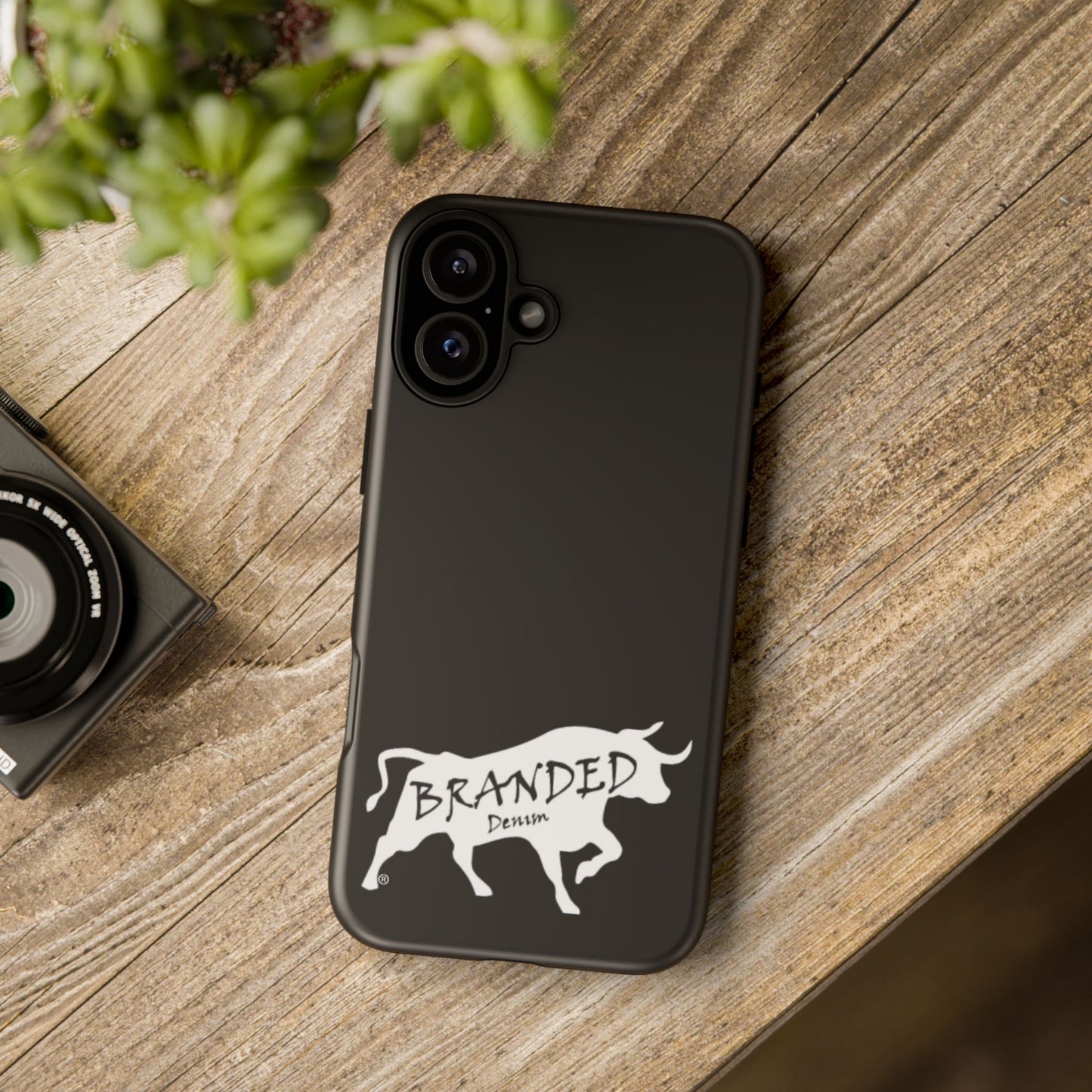 Black Branded Denim Logo IPhone, Samsung, Google Tough Cases