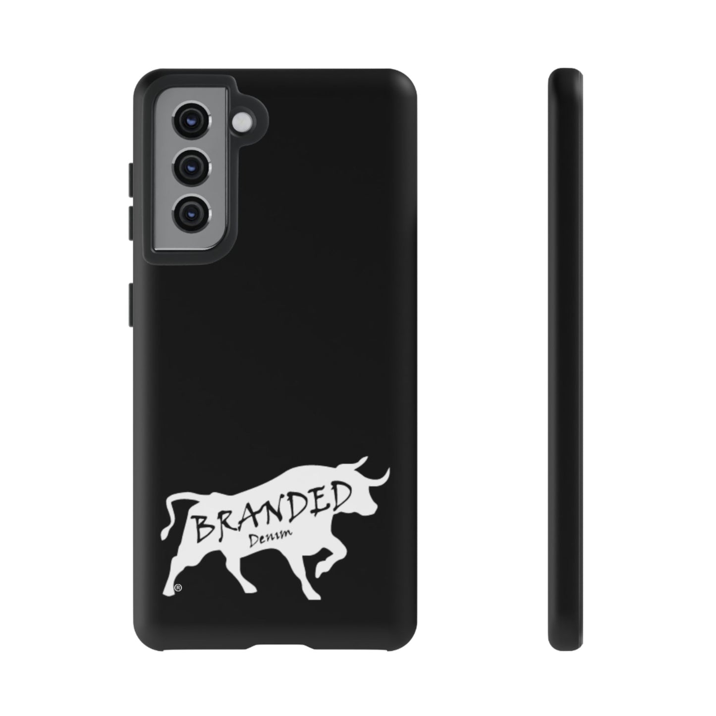 Black Branded Denim Logo IPhone, Samsung, Google Tough Cases