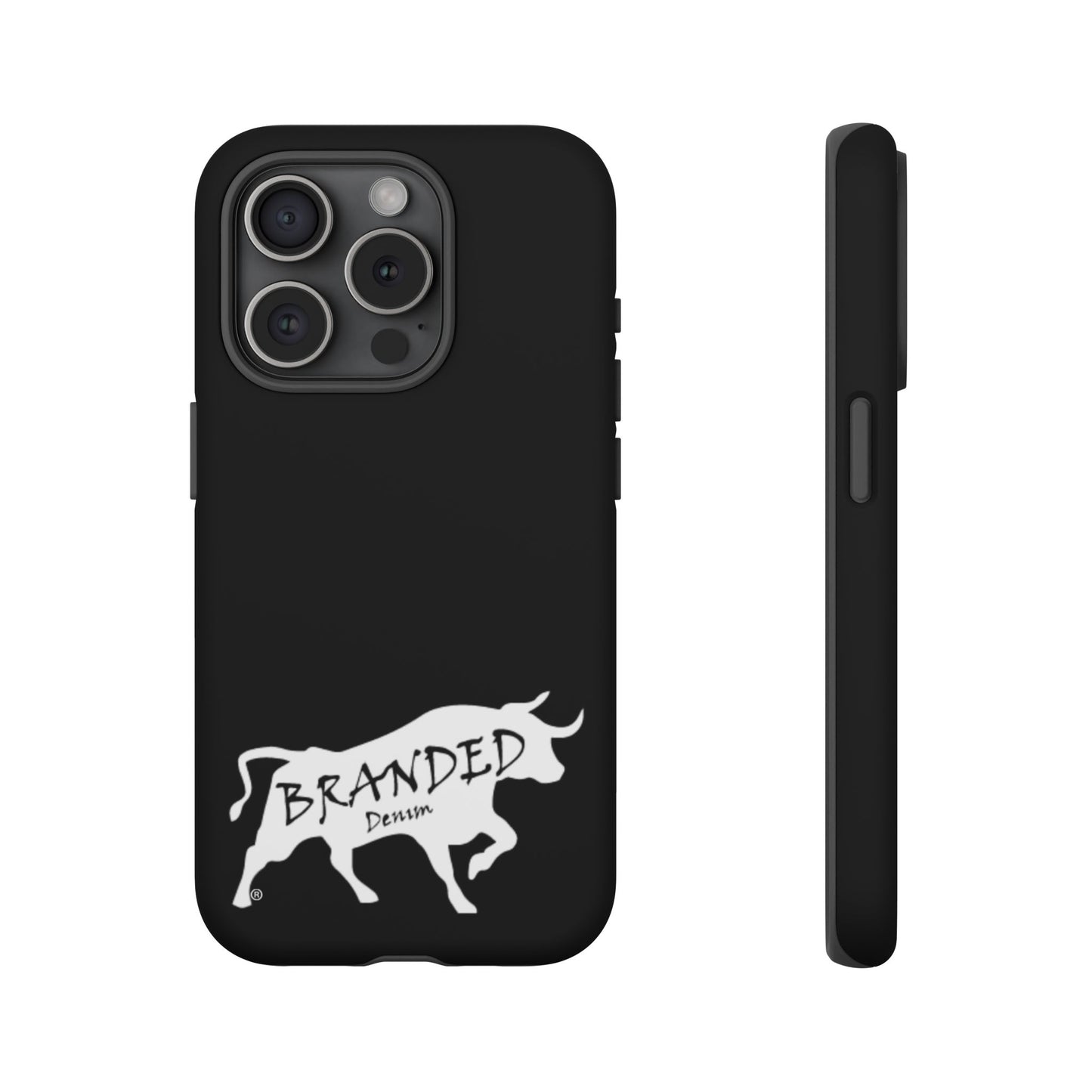 Black Branded Denim Logo IPhone, Samsung, Google Tough Cases