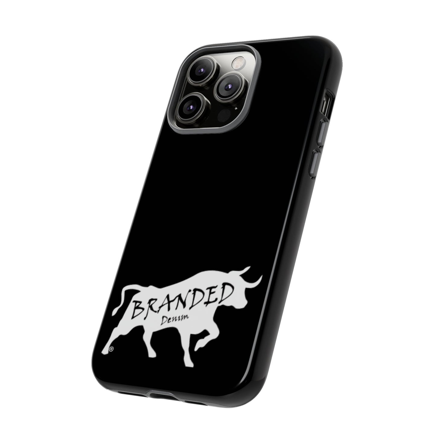 Black Branded Denim Logo IPhone, Samsung, Google Tough Cases