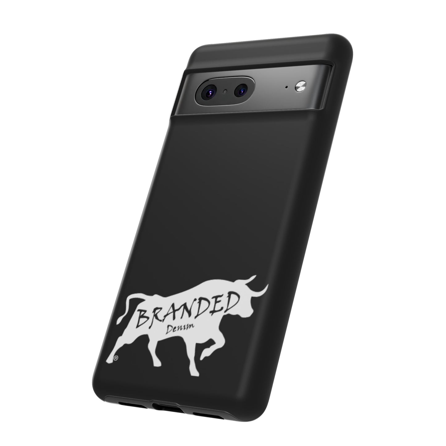 Black Branded Denim Logo IPhone, Samsung, Google Tough Cases