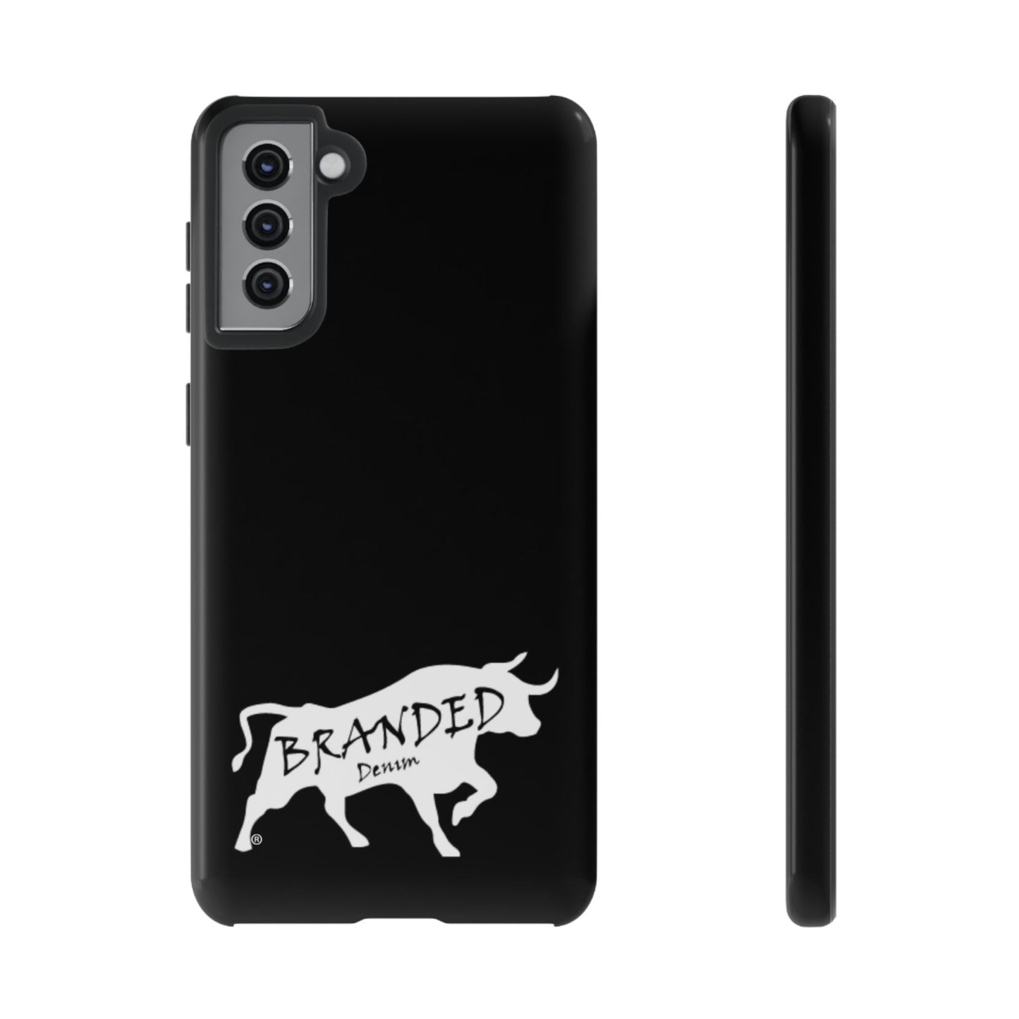 Black Branded Denim Logo IPhone, Samsung, Google Tough Cases