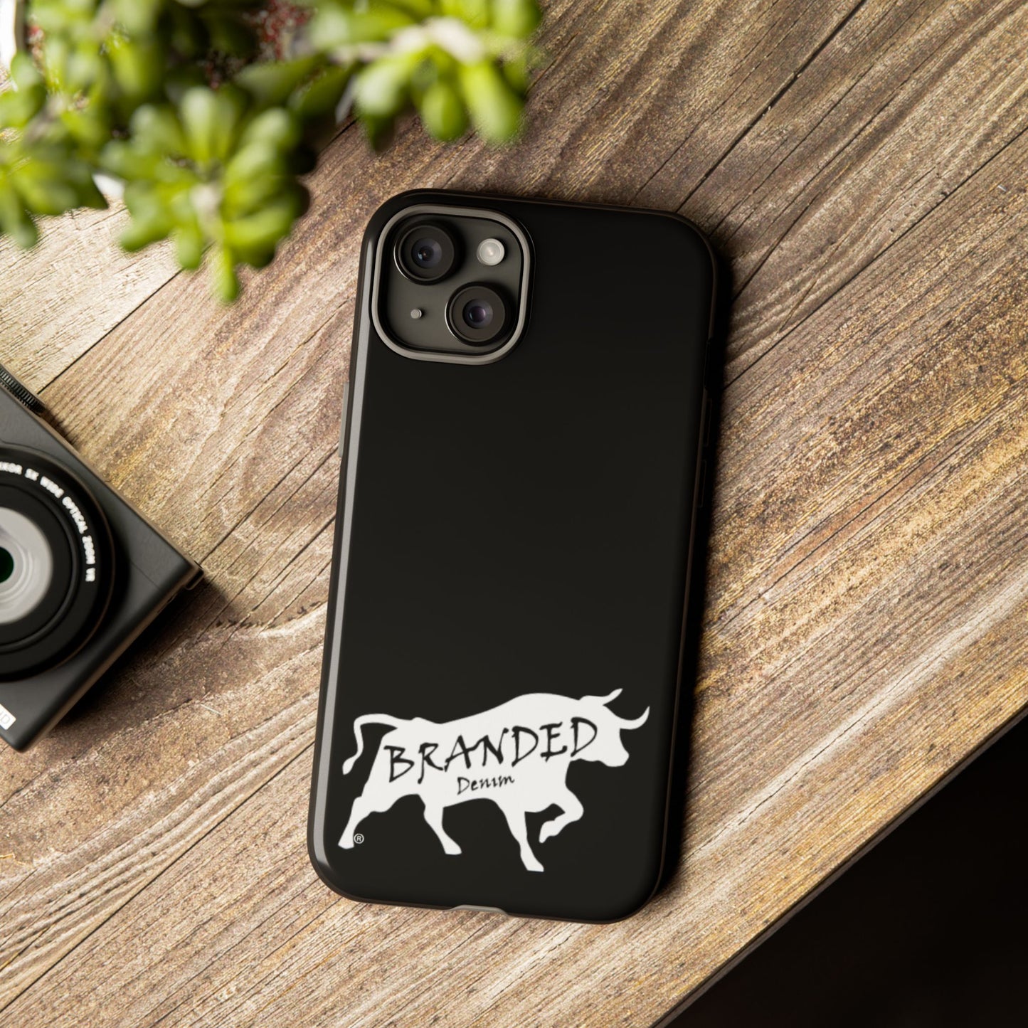 Black Branded Denim Logo IPhone, Samsung, Google Tough Cases