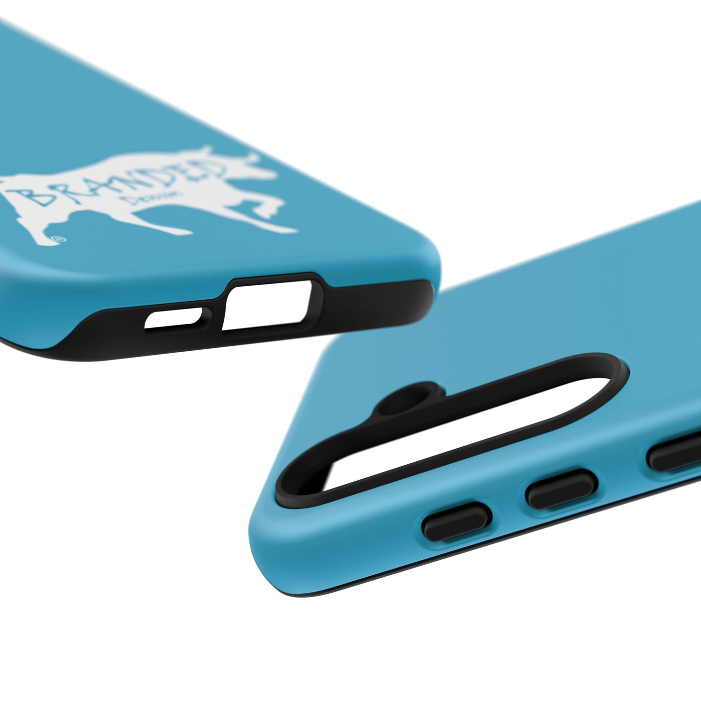 Turquoise Branded Denim Logo IPhone, Samsung, Google Tough Cases