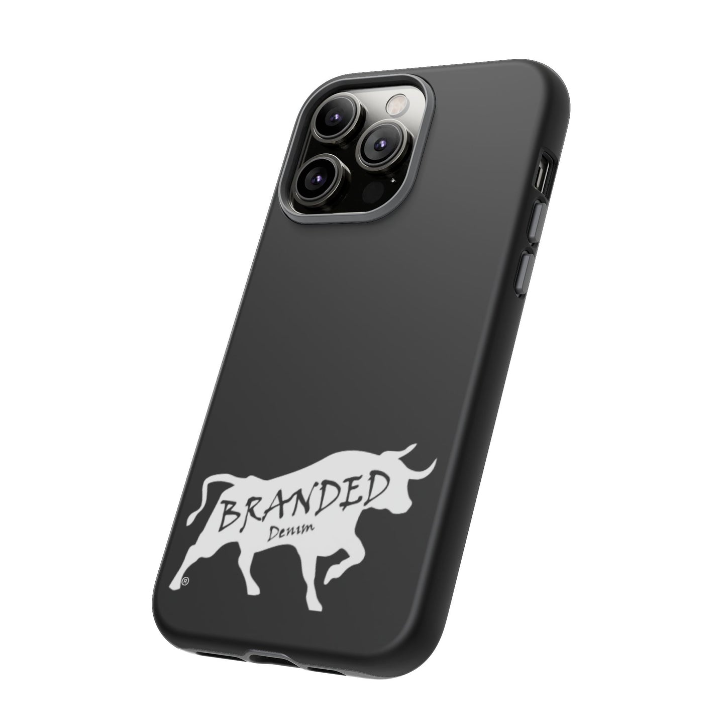 Black Branded Denim Logo IPhone, Samsung, Google Tough Cases