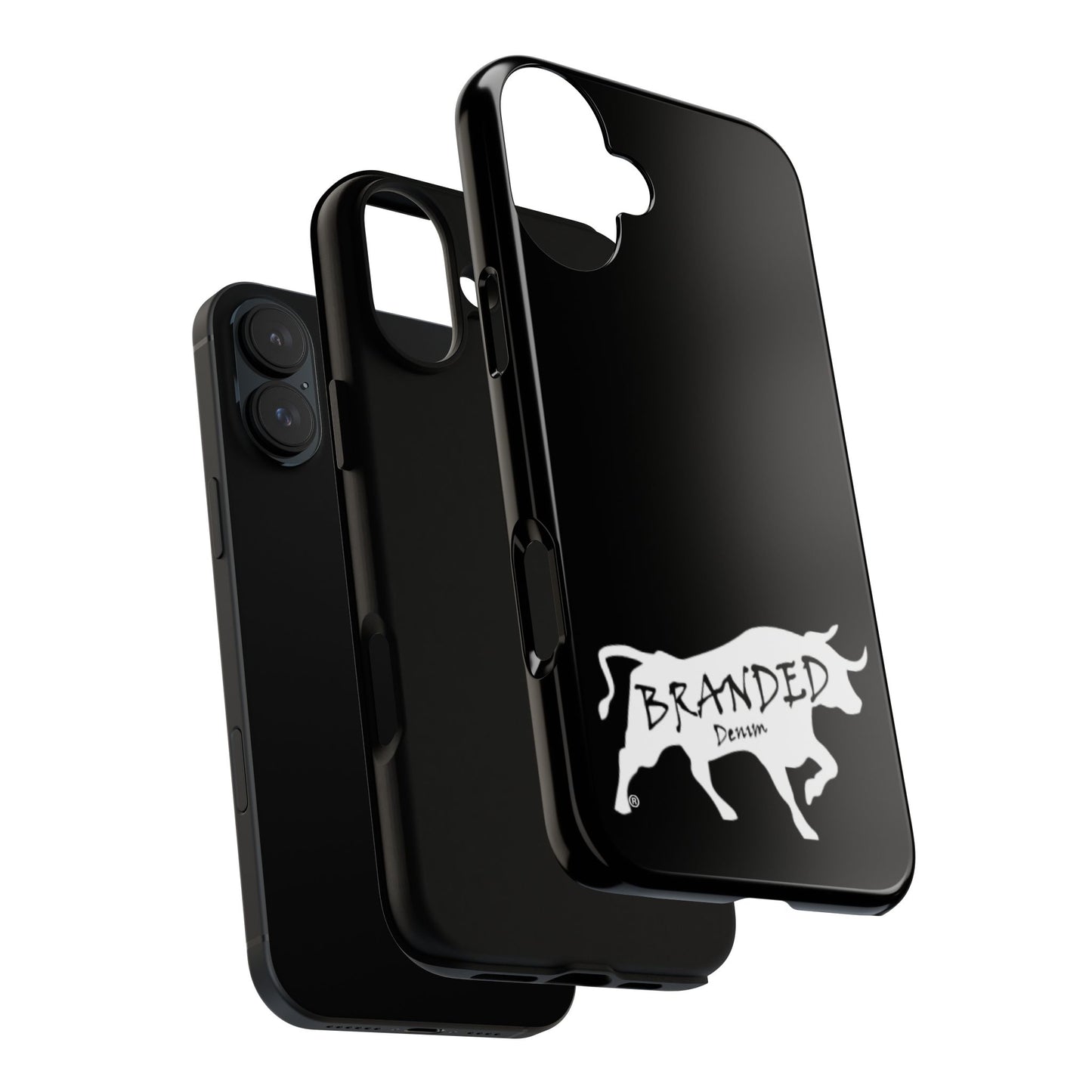 Black Branded Denim Logo IPhone, Samsung, Google Tough Cases