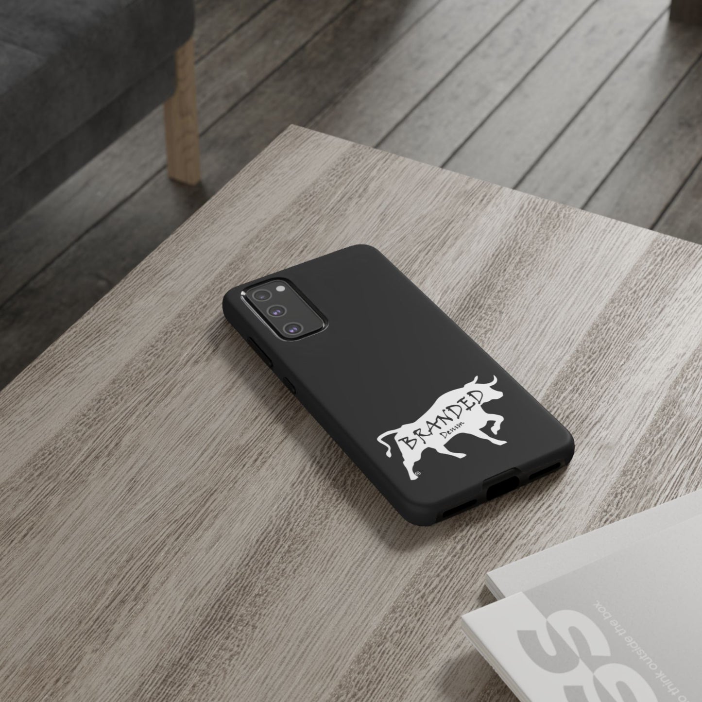 Black Branded Denim Logo IPhone, Samsung, Google Tough Cases