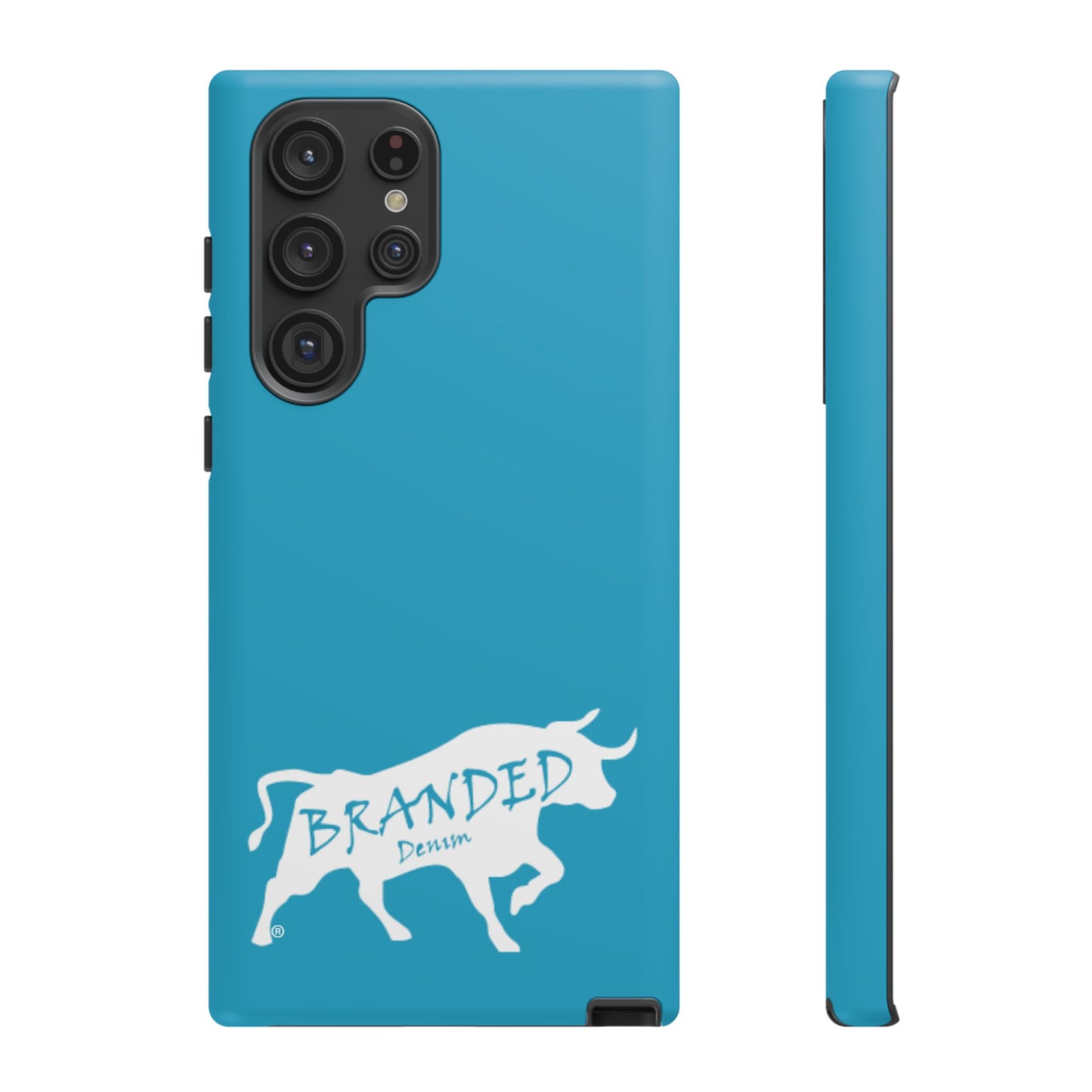 Turquoise Branded Denim Logo IPhone, Samsung, Google Tough Cases