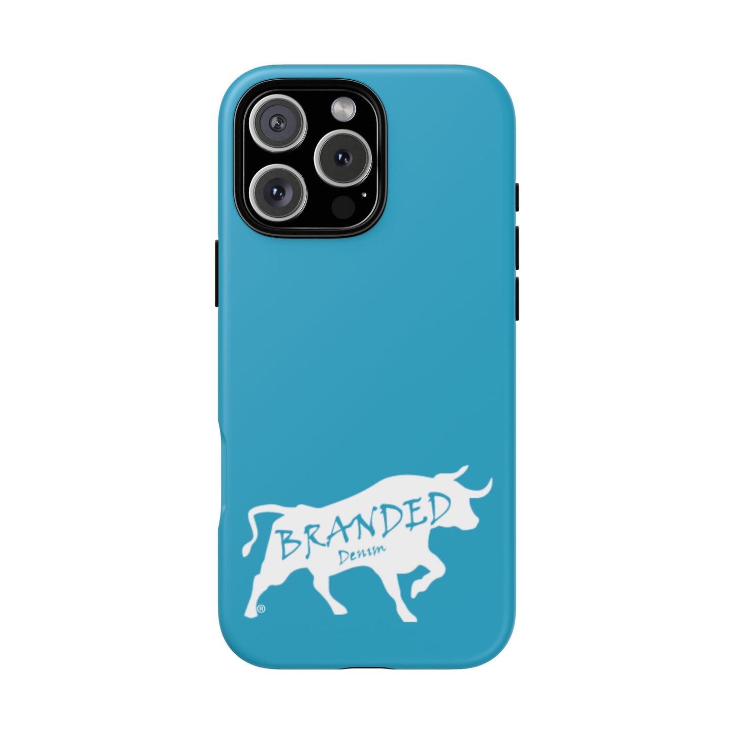 Turquoise Branded Denim Logo IPhone, Samsung, Google Tough Cases