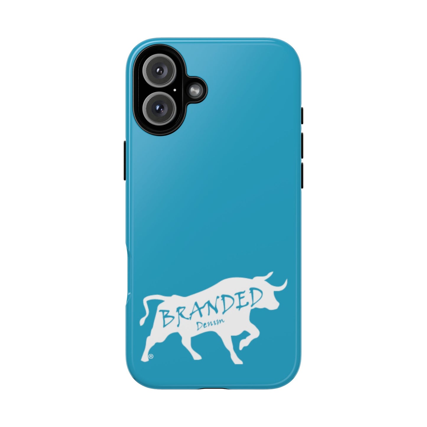 Turquoise Branded Denim Logo IPhone, Samsung, Google Tough Cases