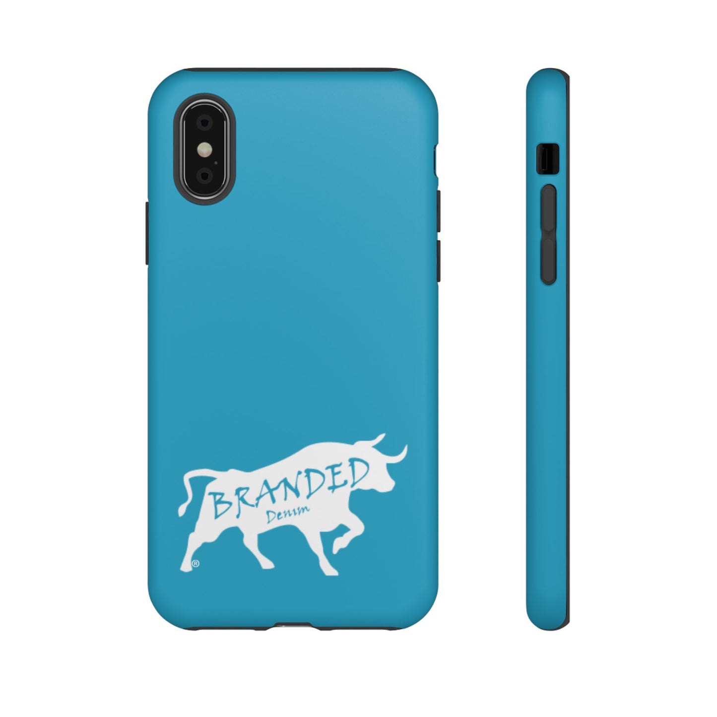 Turquoise Branded Denim Logo IPhone, Samsung, Google Tough Cases