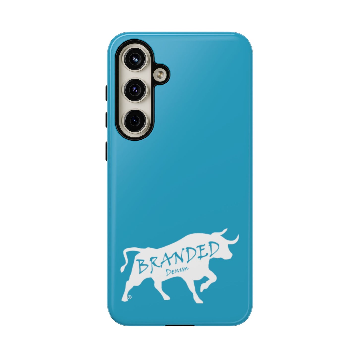 Turquoise Branded Denim Logo IPhone, Samsung, Google Tough Cases