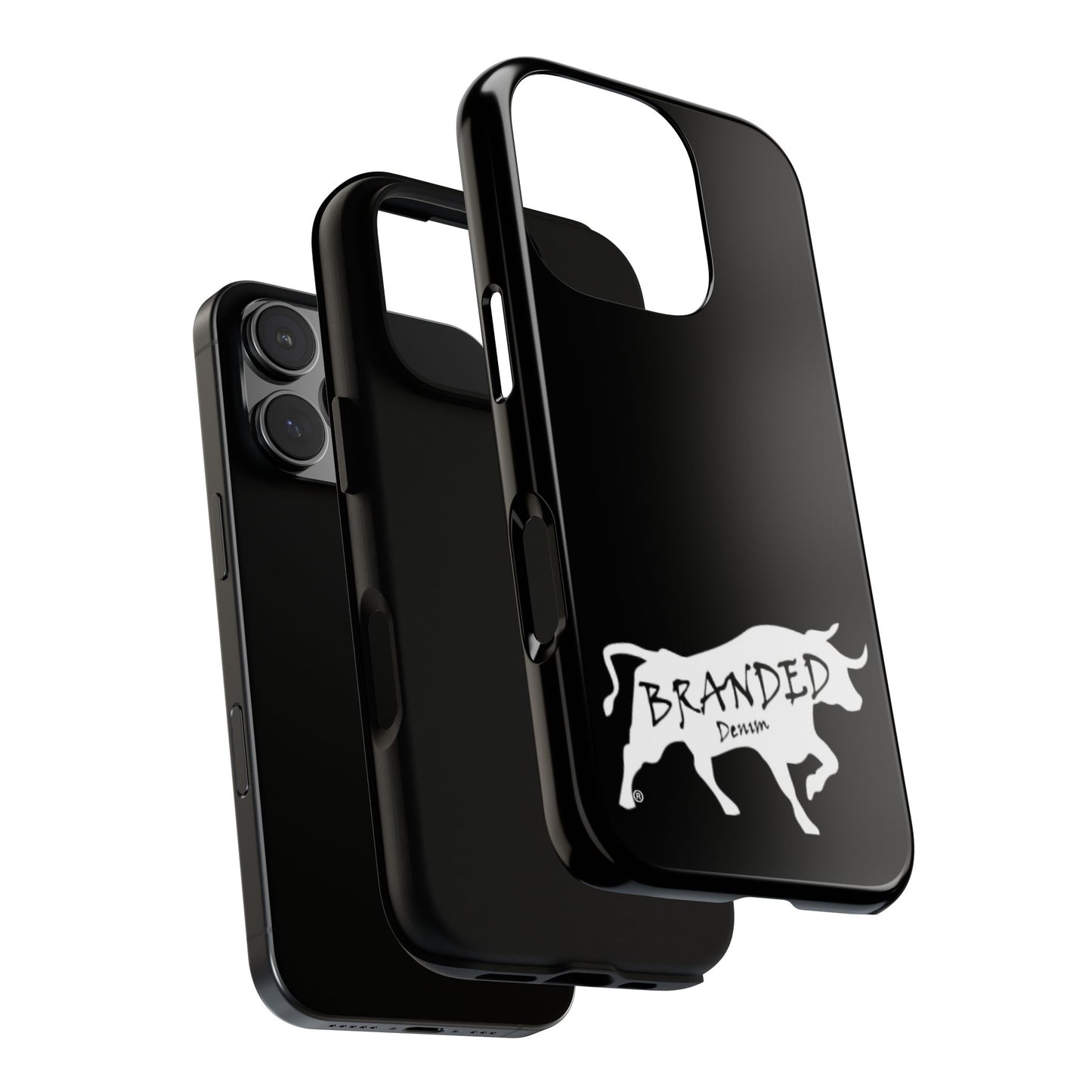 Black Branded Denim Logo IPhone, Samsung, Google Tough Cases