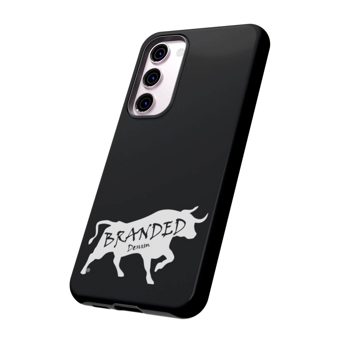 Black Branded Denim Logo IPhone, Samsung, Google Tough Cases