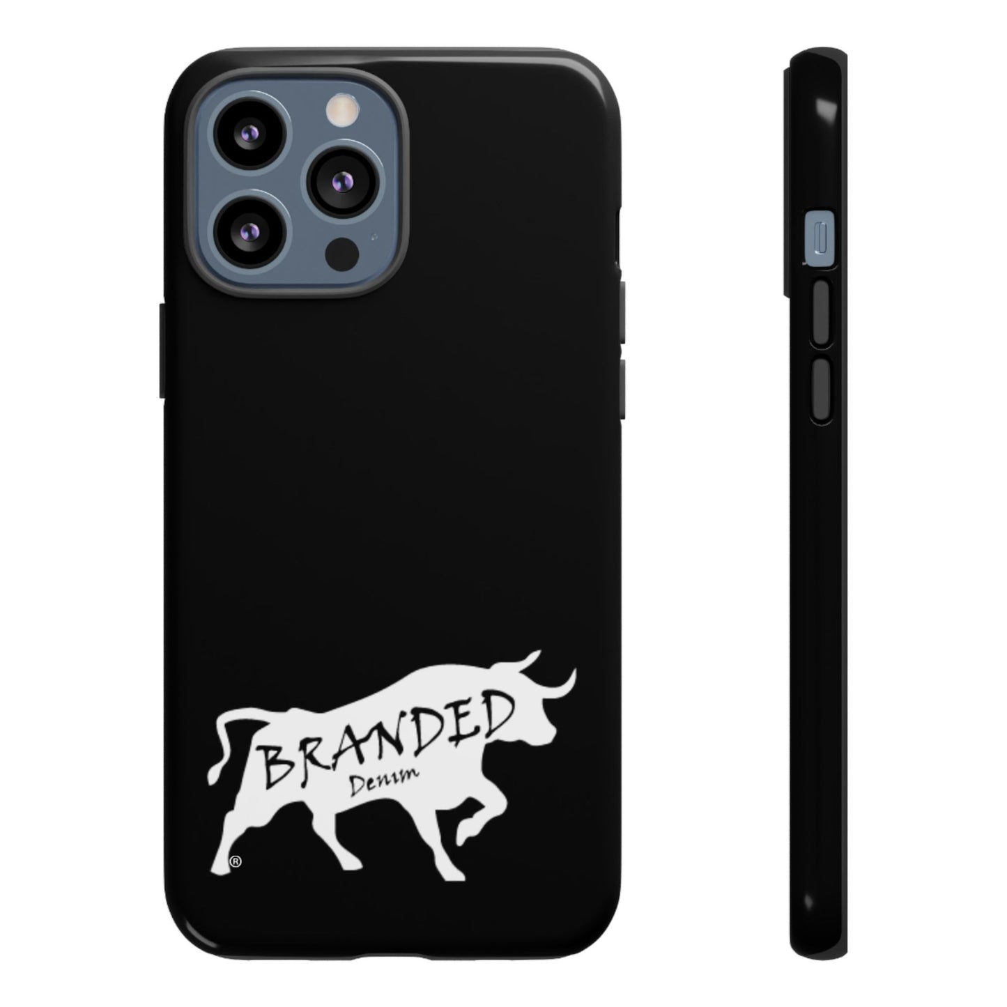 Black Branded Denim Logo IPhone, Samsung, Google Tough Cases