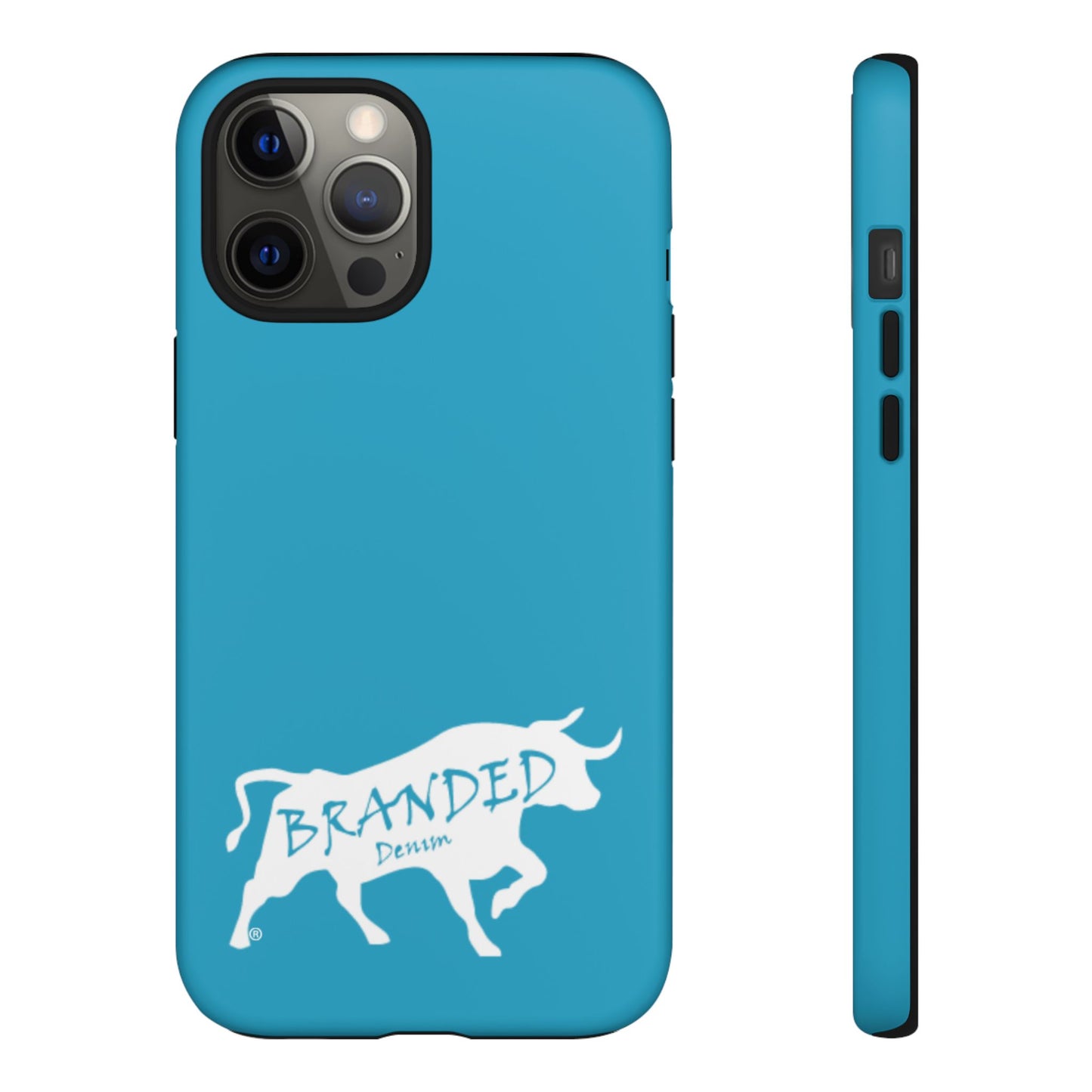 Turquoise Branded Denim Logo IPhone, Samsung, Google Tough Cases