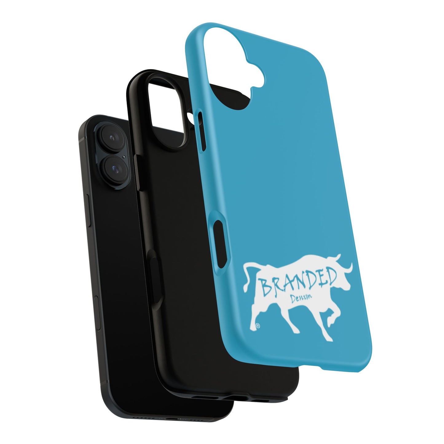 Turquoise Branded Denim Logo IPhone, Samsung, Google Tough Cases