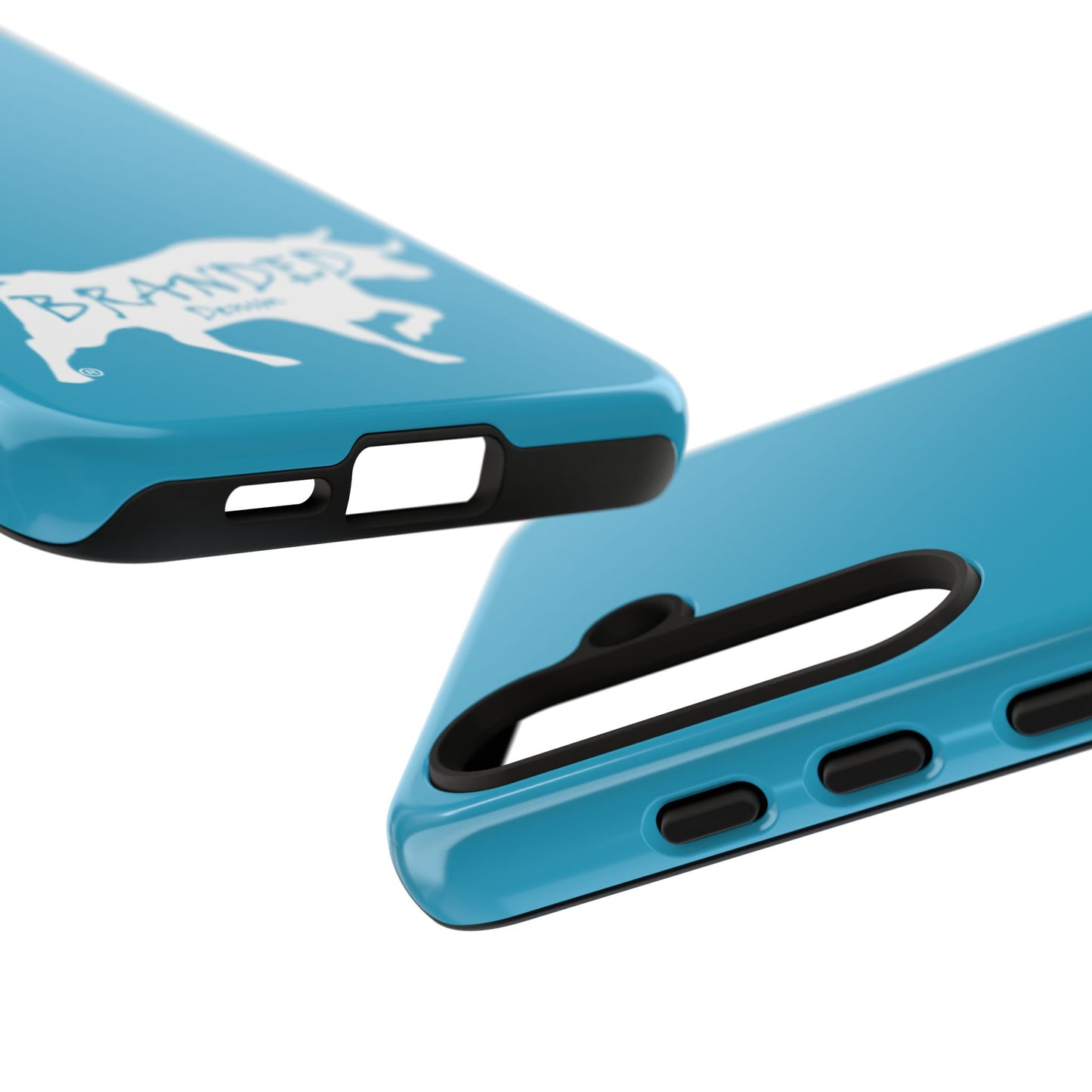 Turquoise Branded Denim Logo IPhone, Samsung, Google Tough Cases