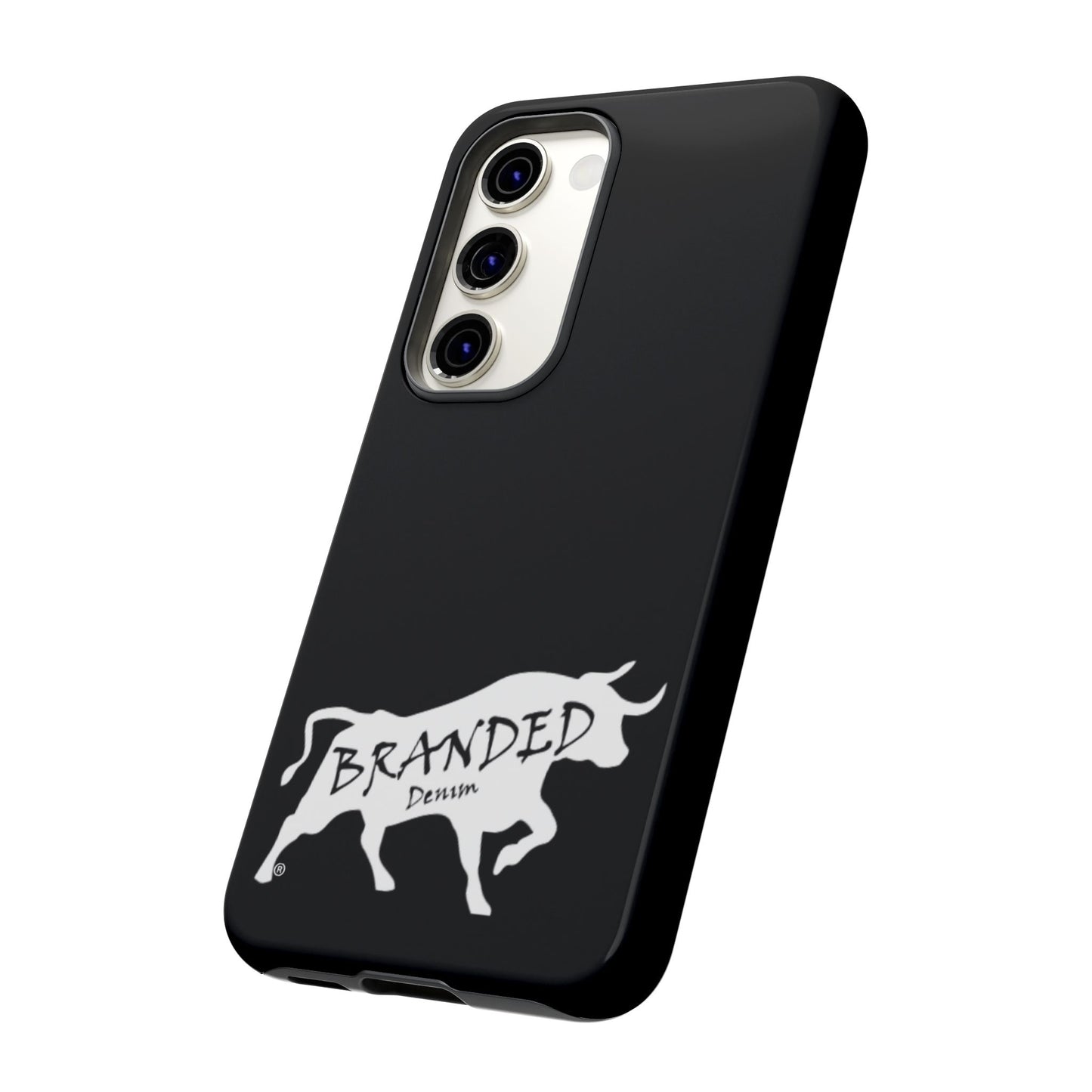 Black Branded Denim Logo IPhone, Samsung, Google Tough Cases