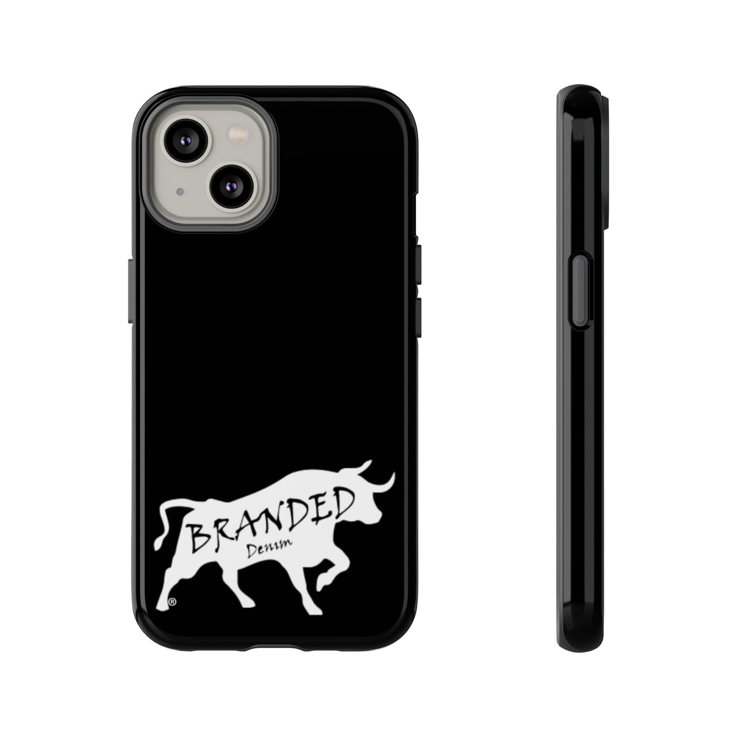 Black Branded Denim Logo IPhone, Samsung, Google Tough Cases