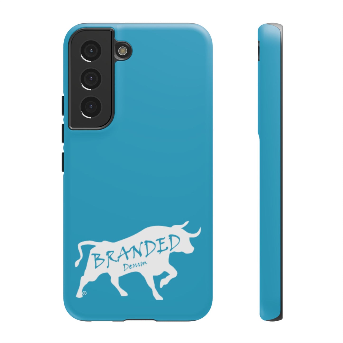 Turquoise Branded Denim Logo IPhone, Samsung, Google Tough Cases