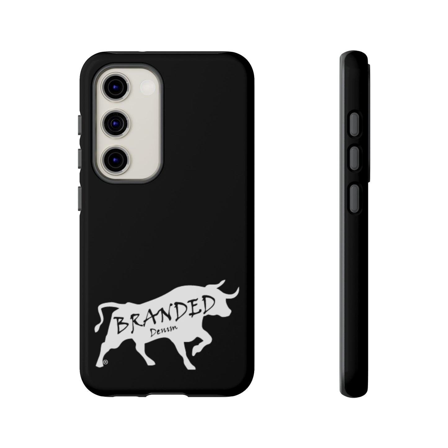 Black Branded Denim Logo IPhone, Samsung, Google Tough Cases