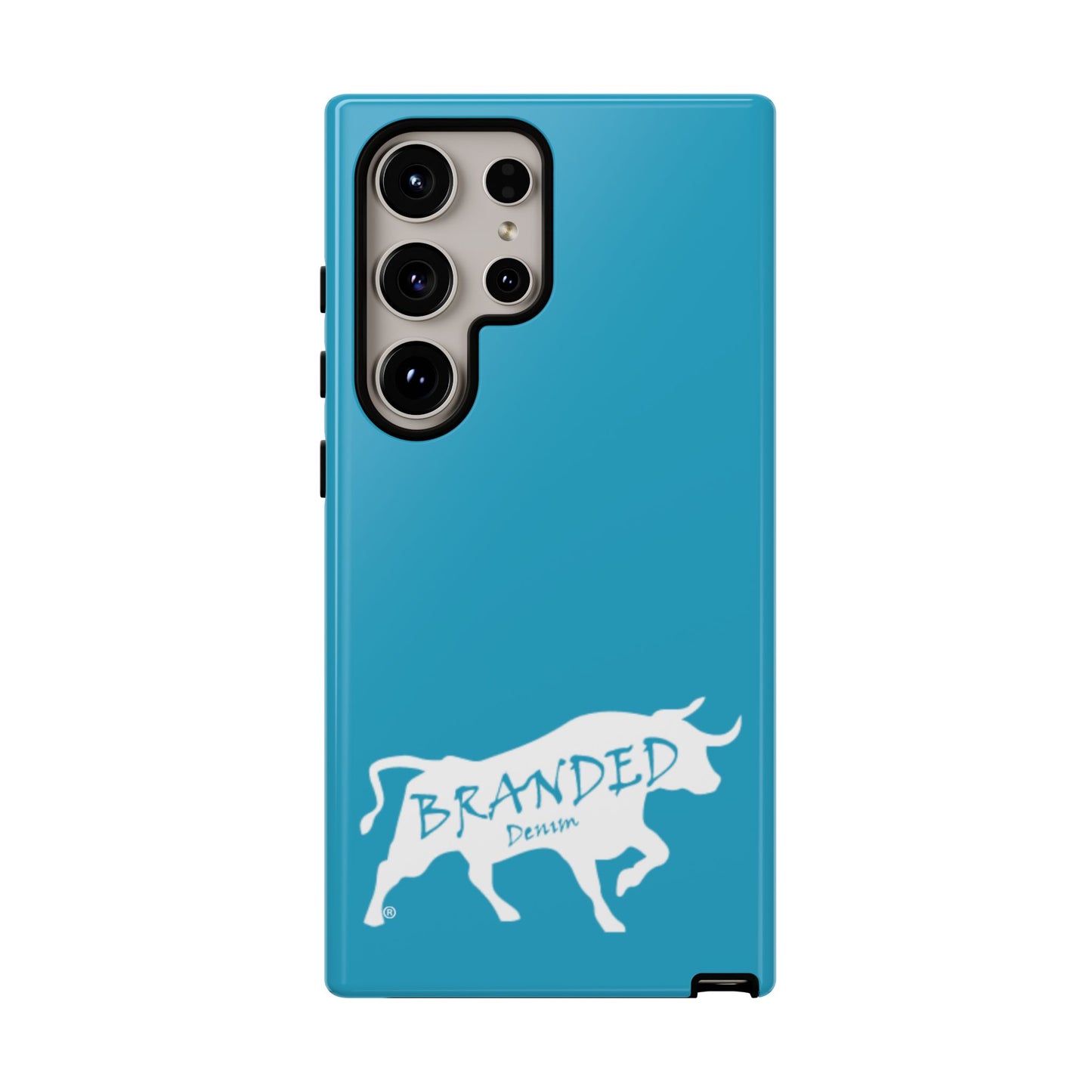 Turquoise Branded Denim Logo IPhone, Samsung, Google Tough Cases