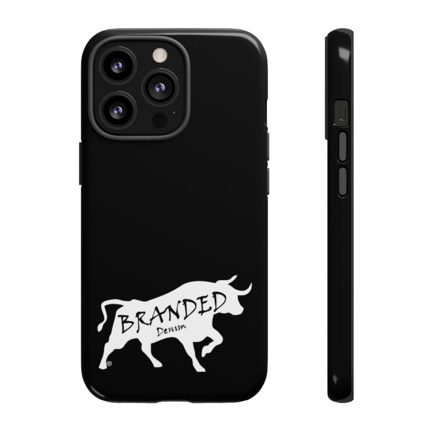 Black Branded Denim Logo IPhone, Samsung, Google Tough Cases