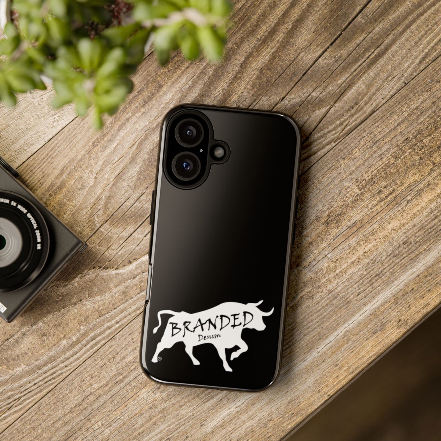 Black Branded Denim Logo IPhone, Samsung, Google Tough Cases