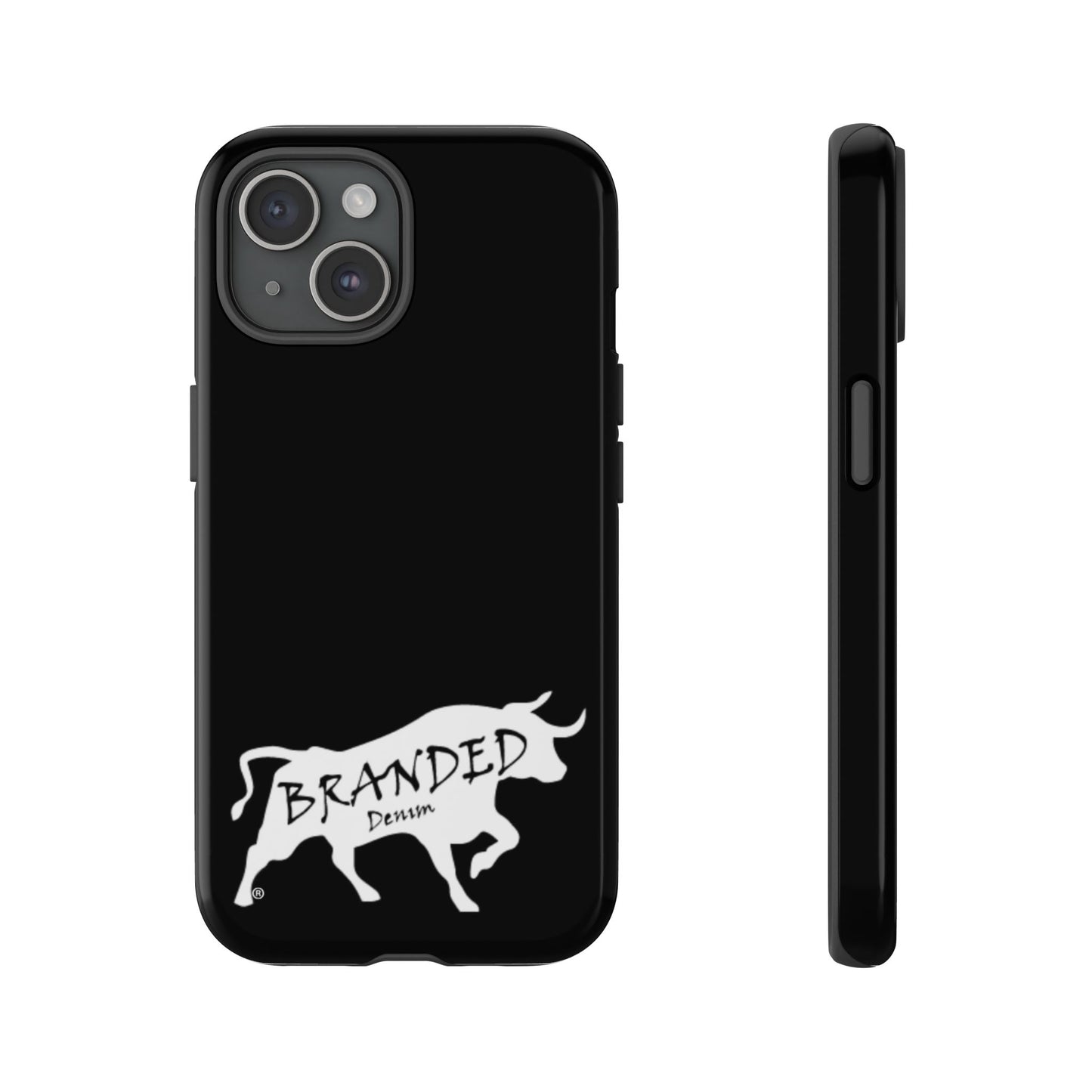 Black Branded Denim Logo IPhone, Samsung, Google Tough Cases