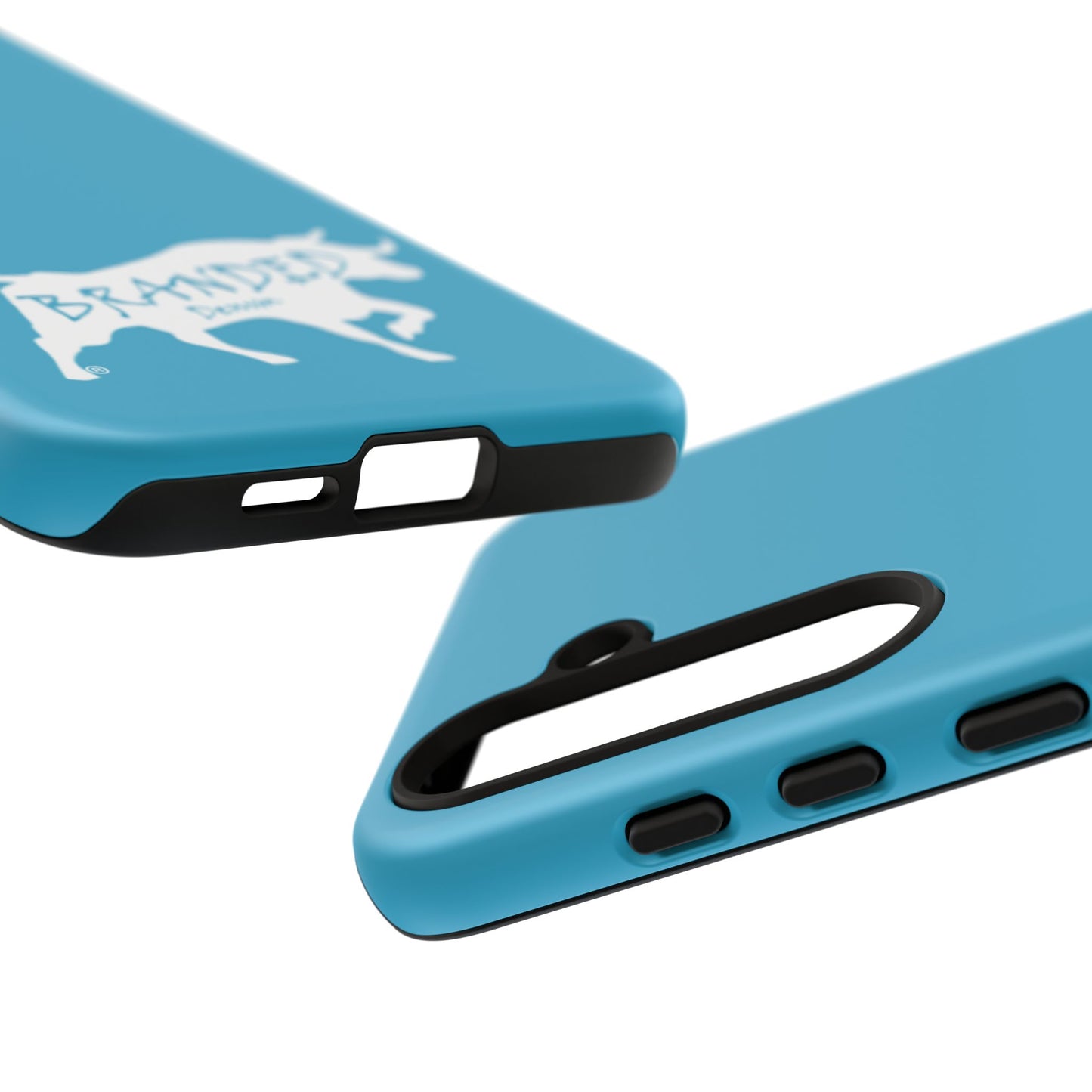 Turquoise Branded Denim Logo IPhone, Samsung, Google Tough Cases