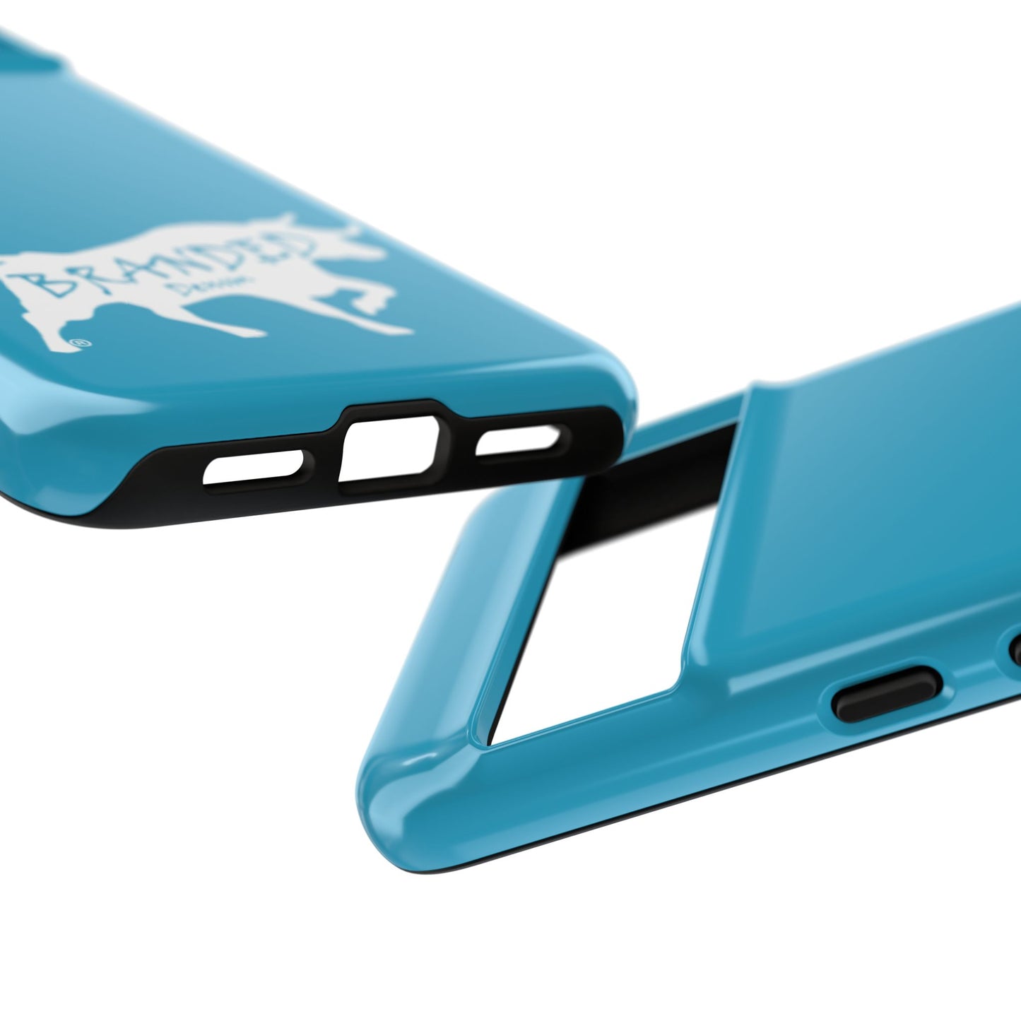 Turquoise Branded Denim Logo IPhone, Samsung, Google Tough Cases