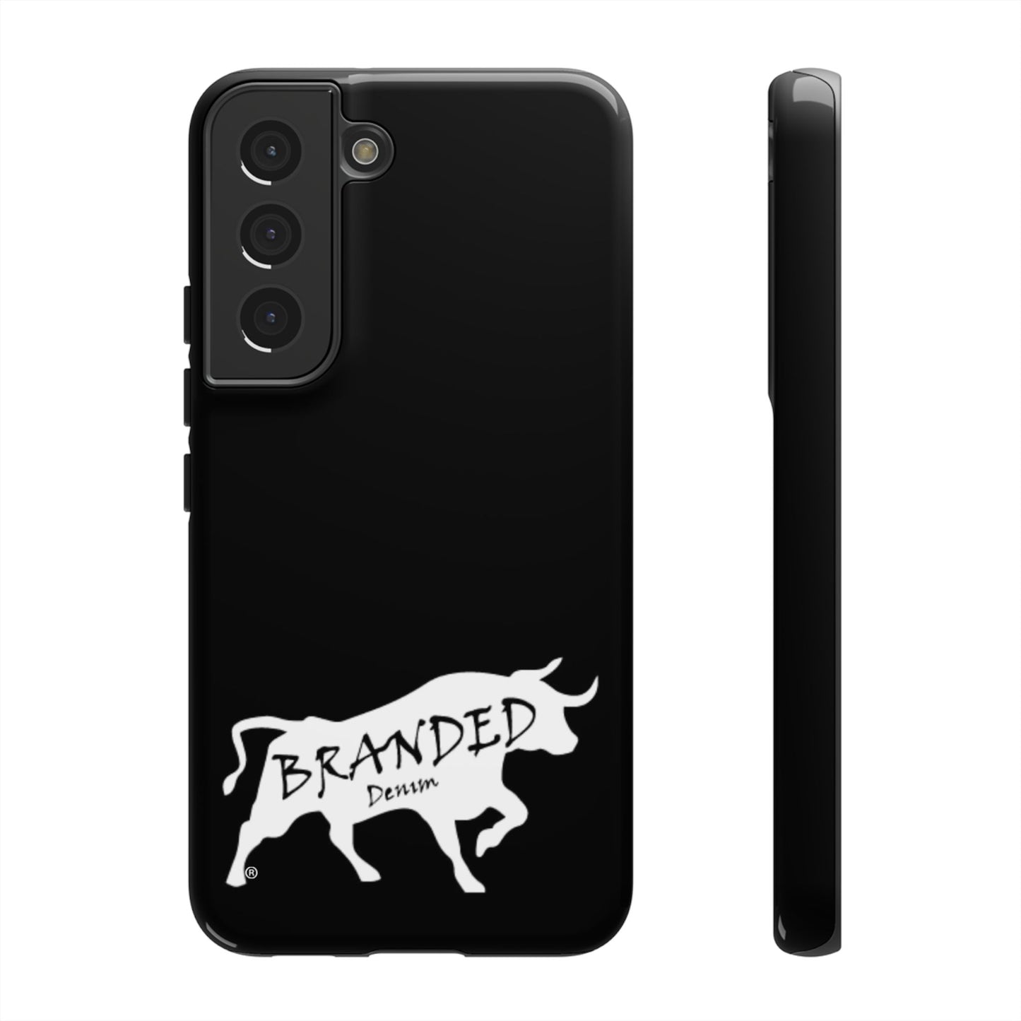 Black Branded Denim Logo IPhone, Samsung, Google Tough Cases