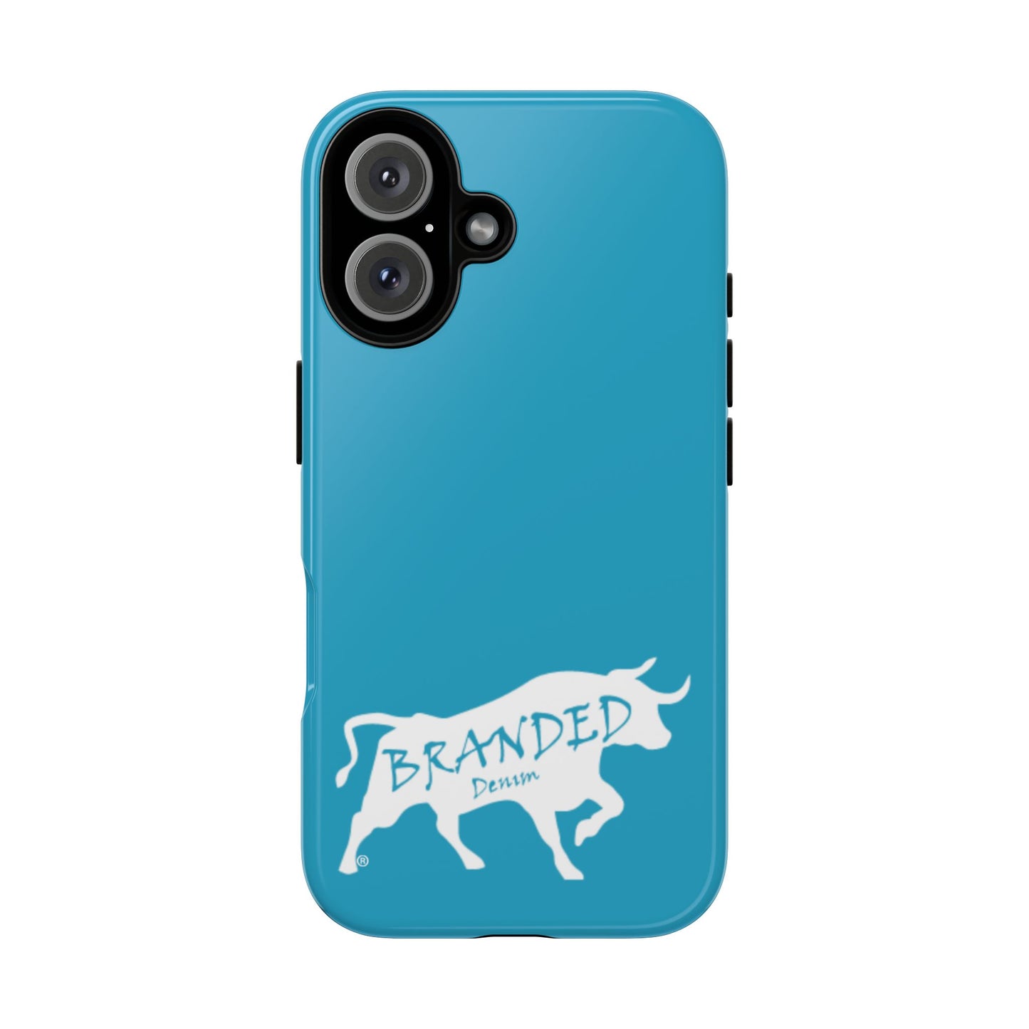 Turquoise Branded Denim Logo IPhone, Samsung, Google Tough Cases