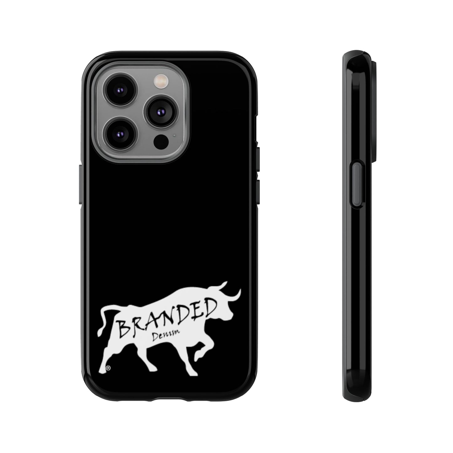 Black Branded Denim Logo IPhone, Samsung, Google Tough Cases