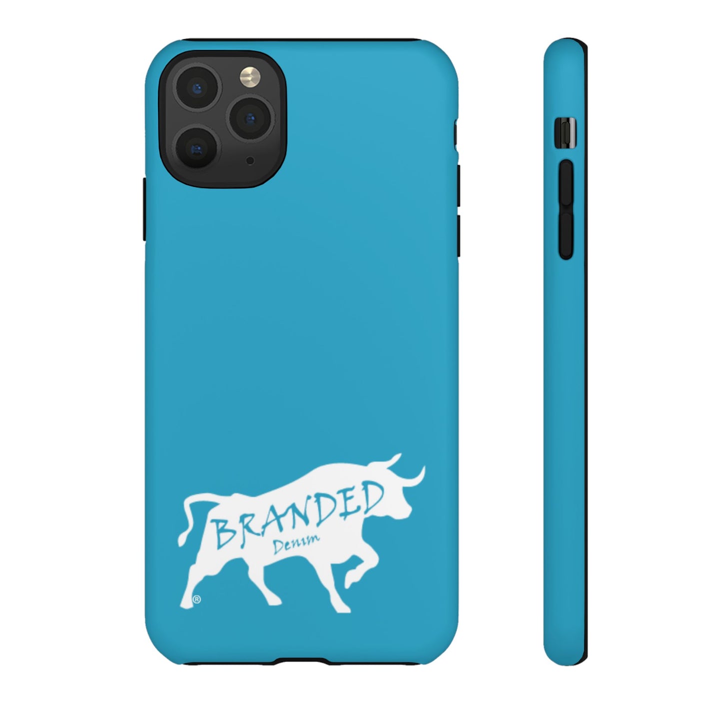 Turquoise Branded Denim Logo IPhone, Samsung, Google Tough Cases