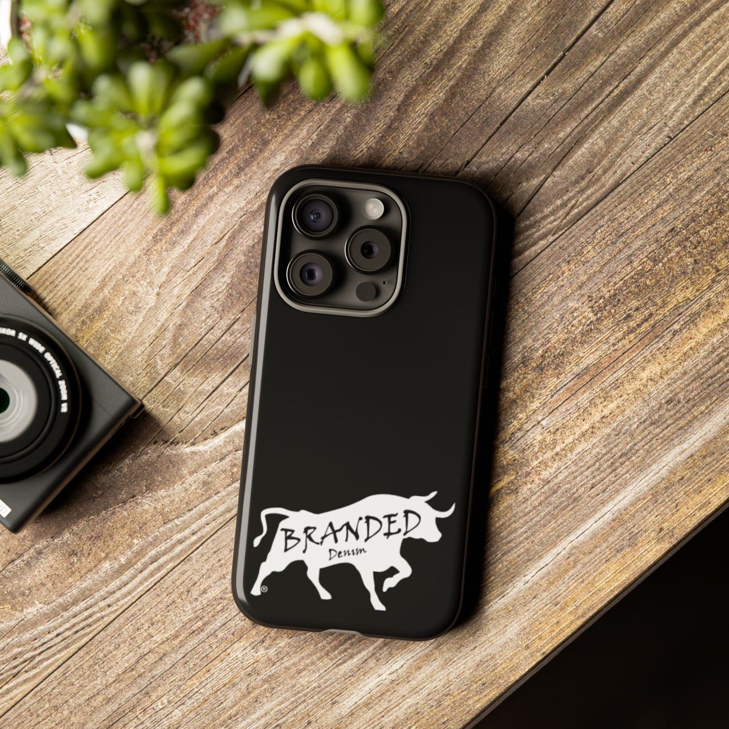 Black Branded Denim Logo IPhone, Samsung, Google Tough Cases