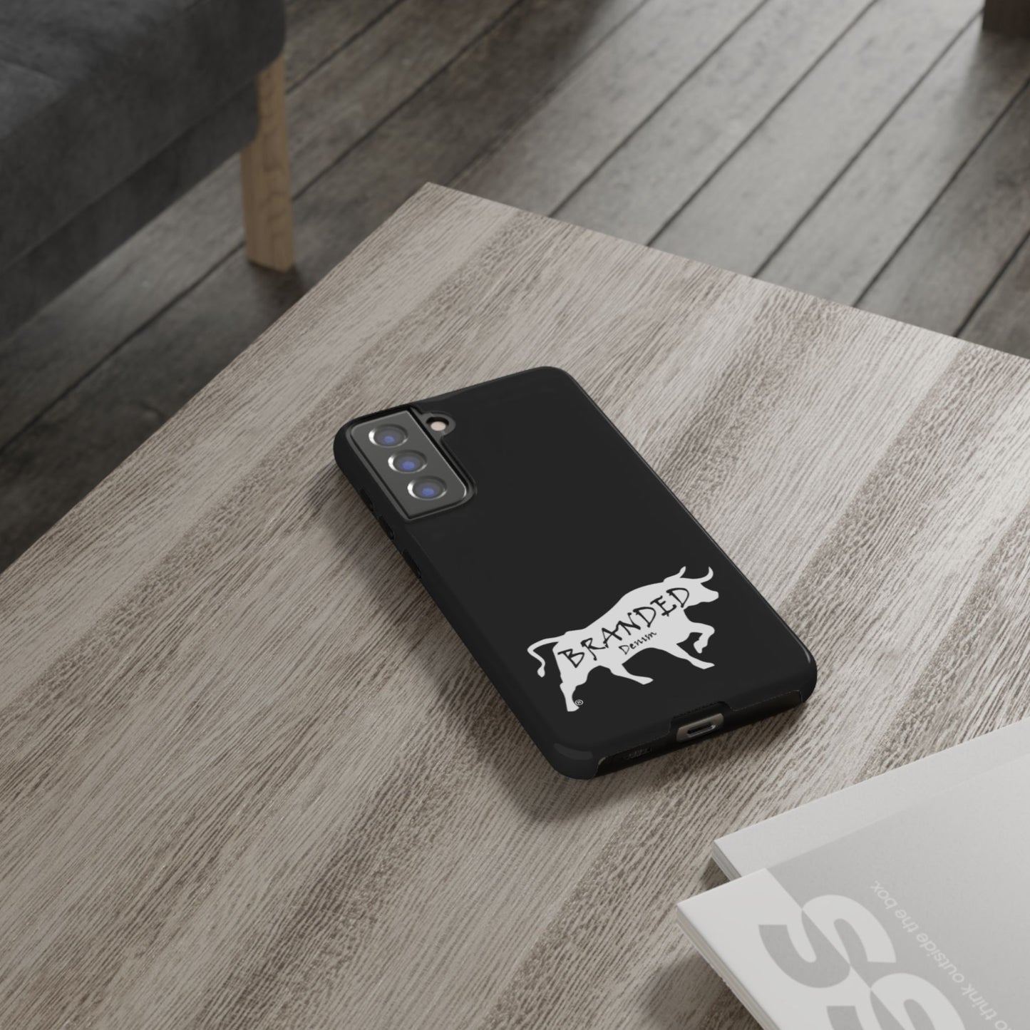 Black Branded Denim Logo IPhone, Samsung, Google Tough Cases