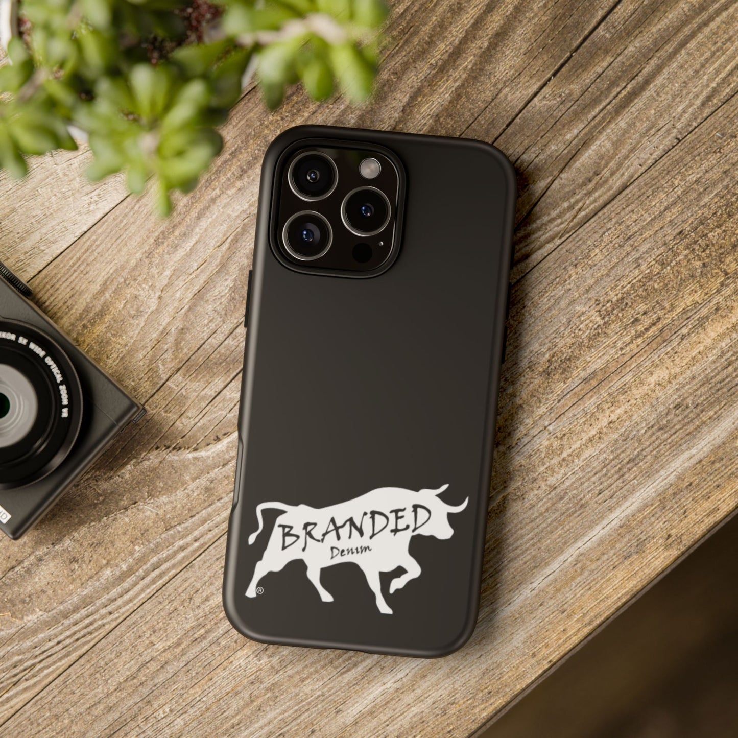 Black Branded Denim Logo IPhone, Samsung, Google Tough Cases