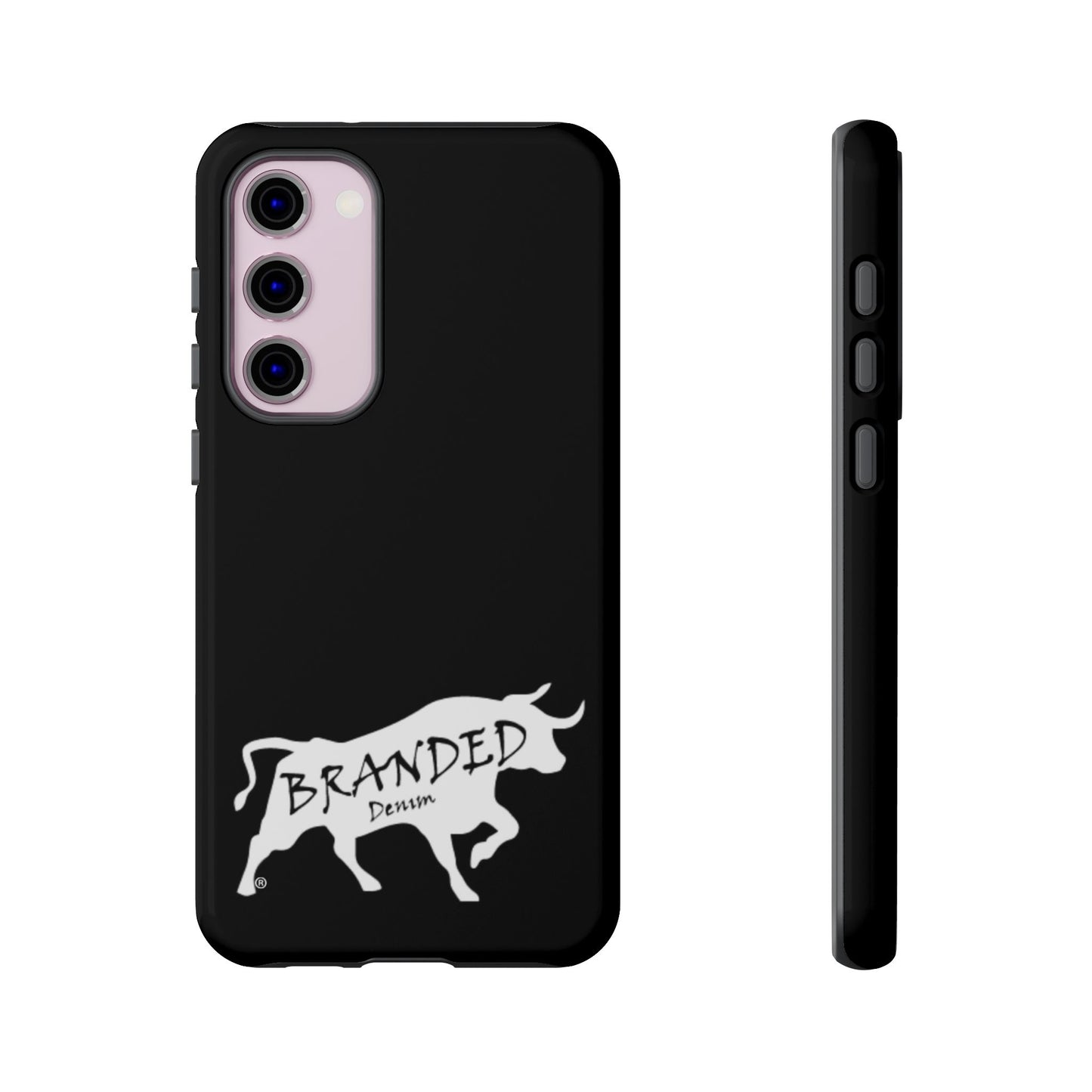 Black Branded Denim Logo IPhone, Samsung, Google Tough Cases