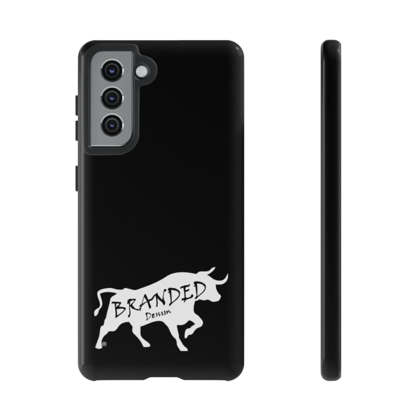 Black Branded Denim Logo IPhone, Samsung, Google Tough Cases