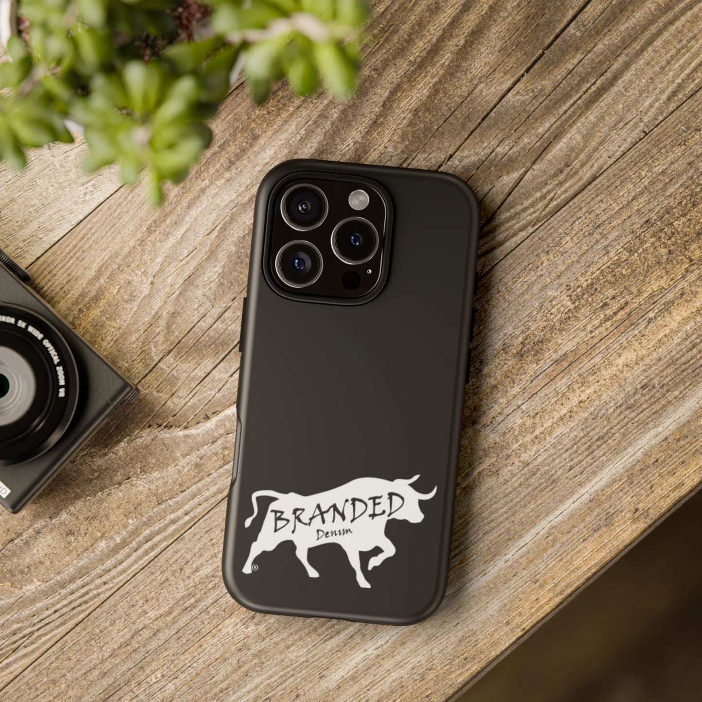 Black Branded Denim Logo IPhone, Samsung, Google Tough Cases