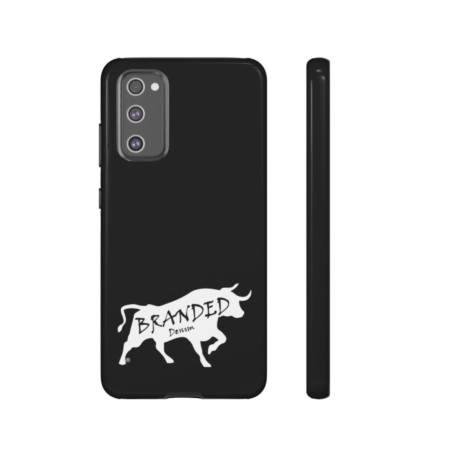 Black Branded Denim Logo IPhone, Samsung, Google Tough Cases